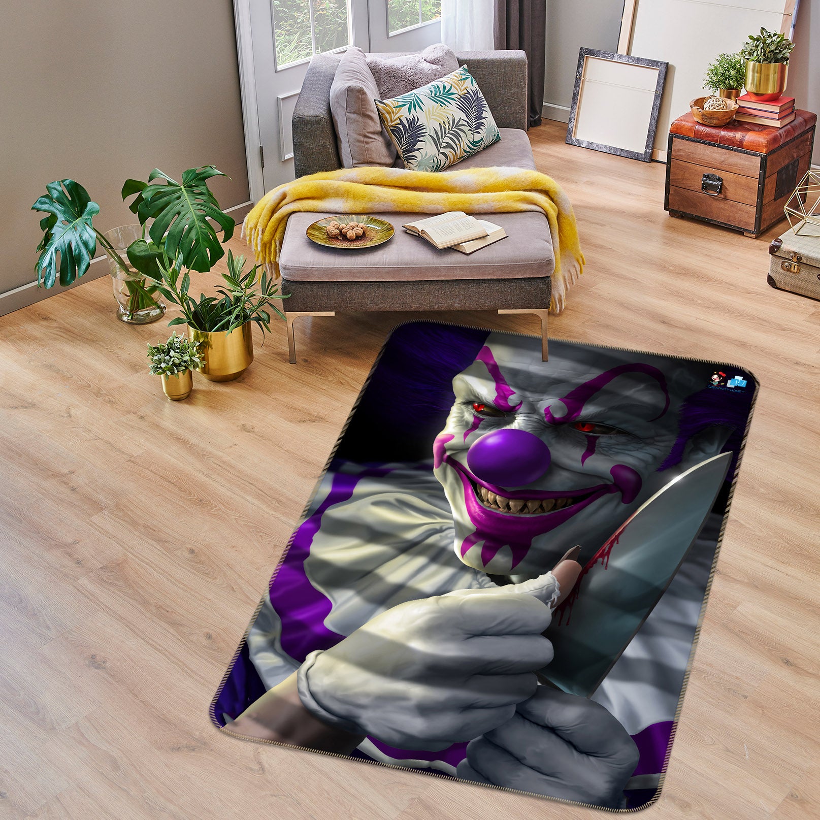 3D Clown 4136 Tom Wood Rug Non Slip Rug Mat