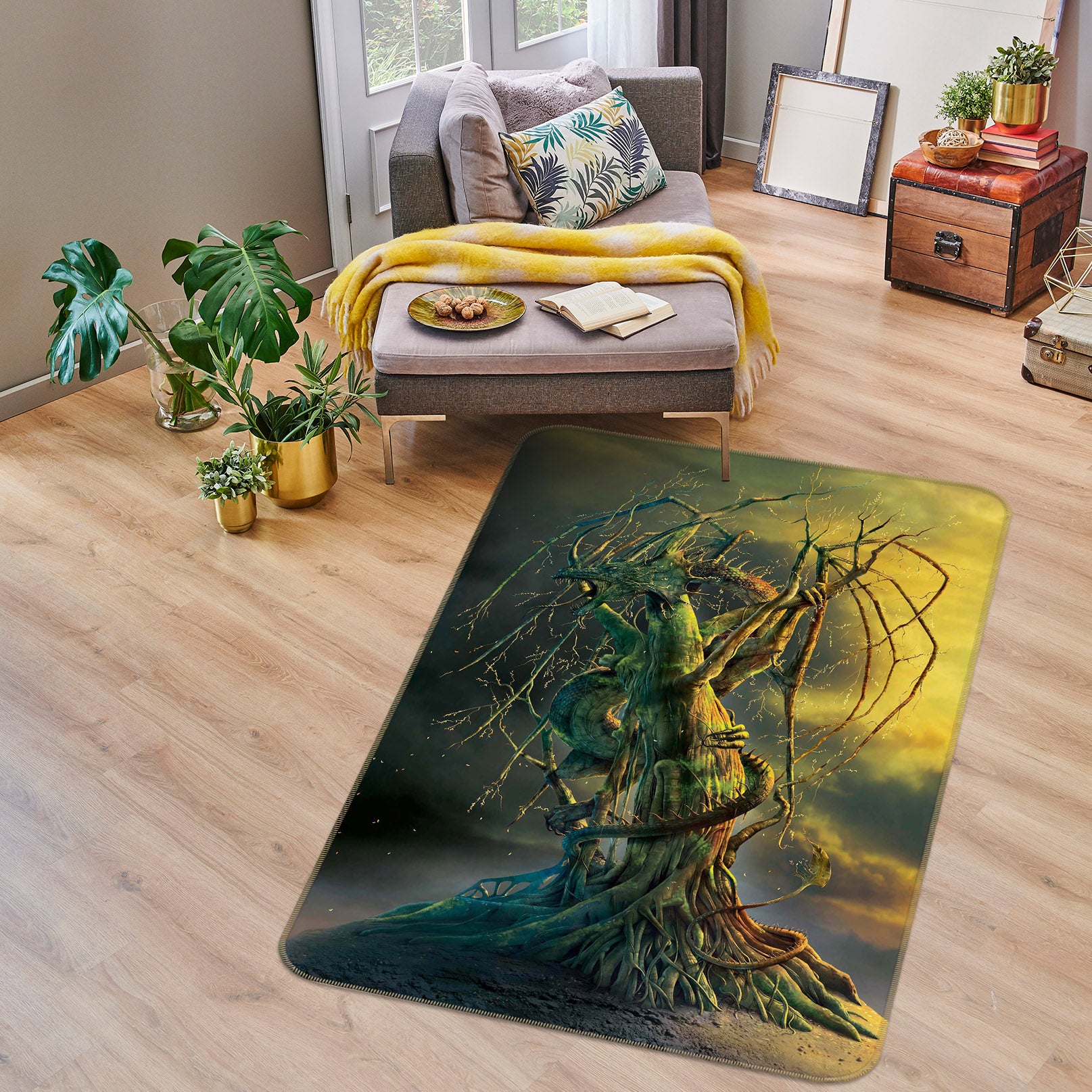 3D Tree Dragon 1079 Vincent Hie Rug Non Slip Rug Mat