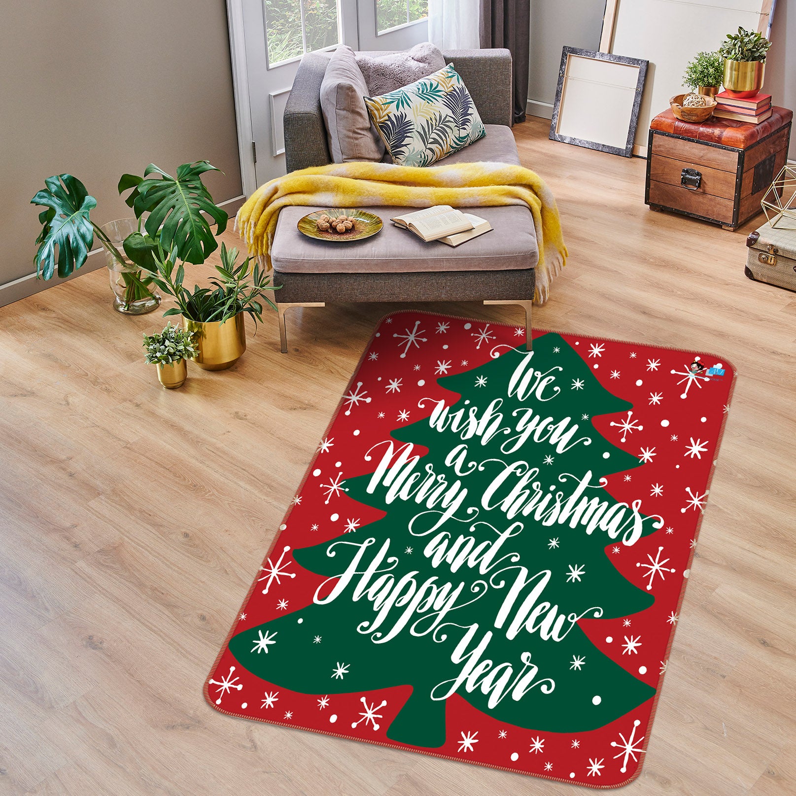 3D Letter Tree 57035 Christmas Non Slip Rug Mat Xmas