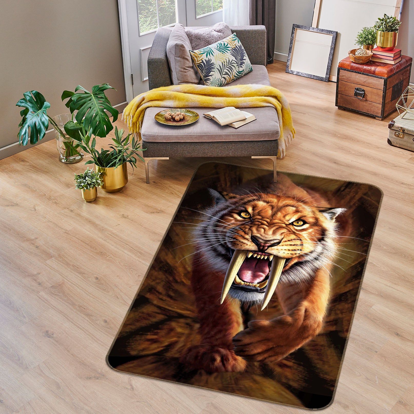 3D Tiger Teeth 1076 Jerry LoFaro Rug Non Slip Rug Mat