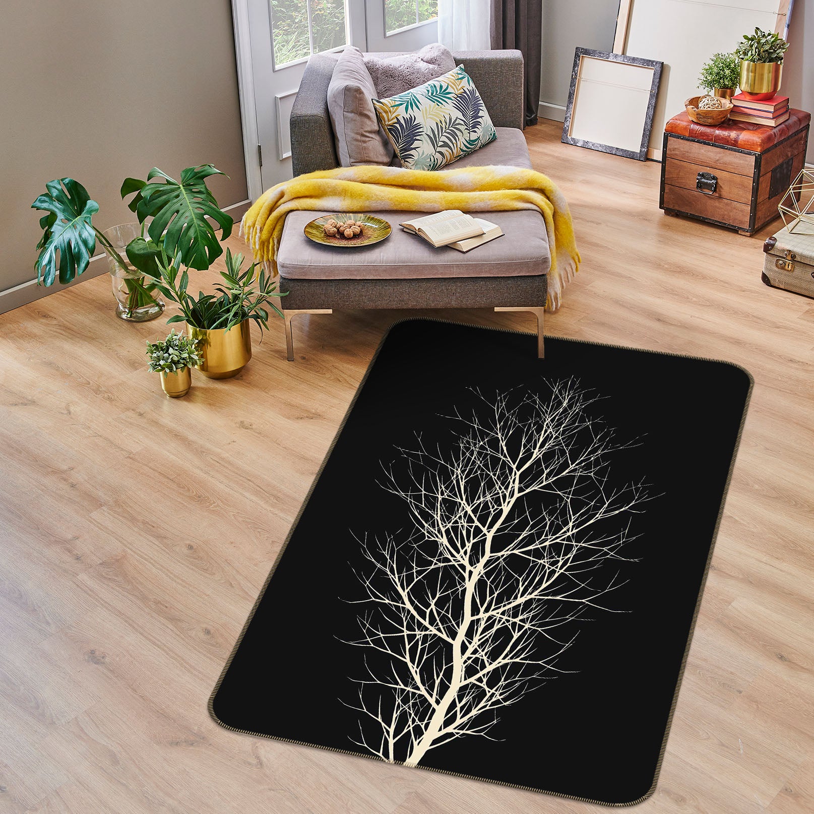 3D The White Tree 1022 Boris Draschoff Rug Non Slip Rug Mat