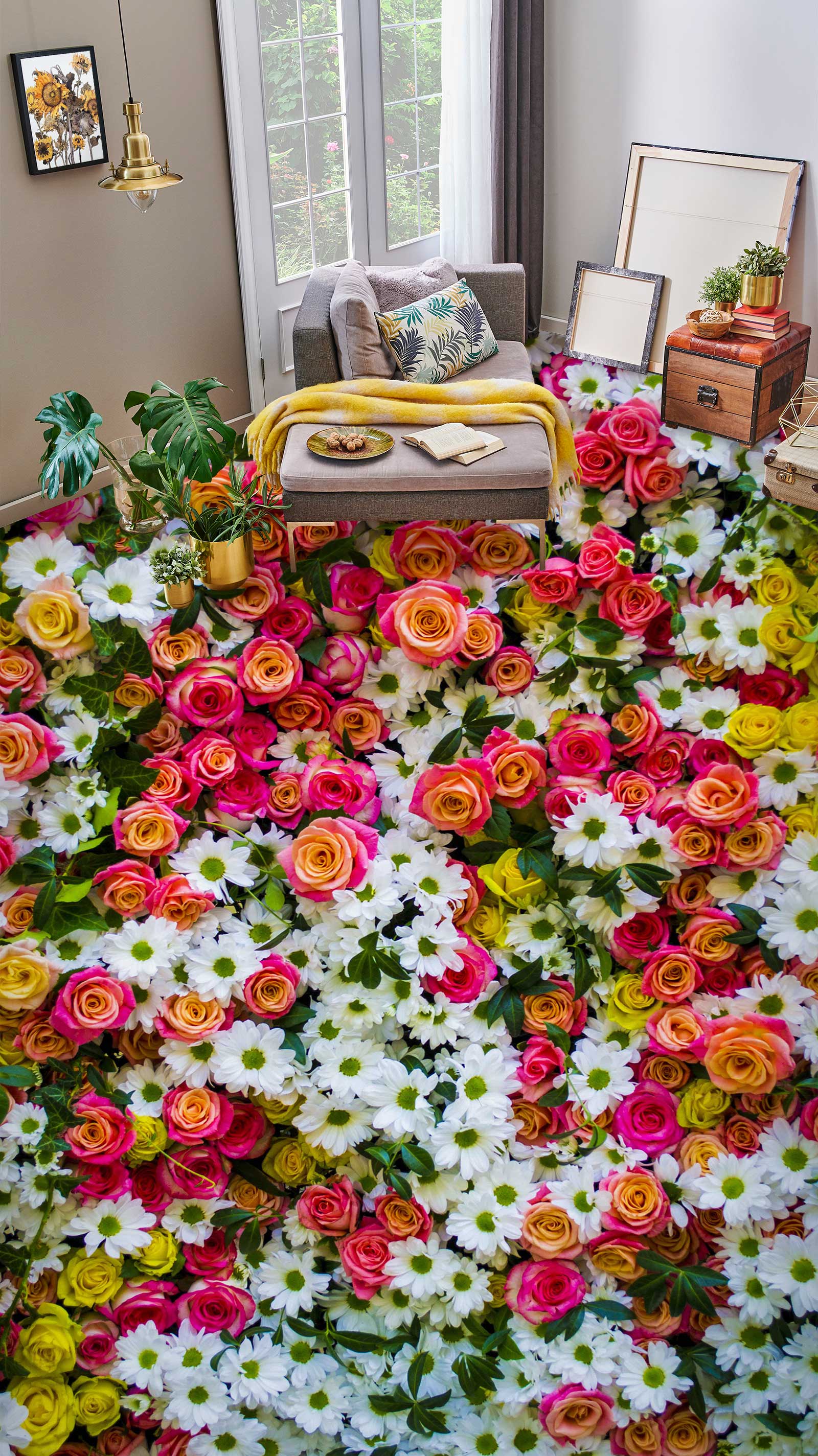 3D Chinese Rose 175 Floor Mural Wallpaper Murals Rug & Mat Print Epoxy waterproof bath floor