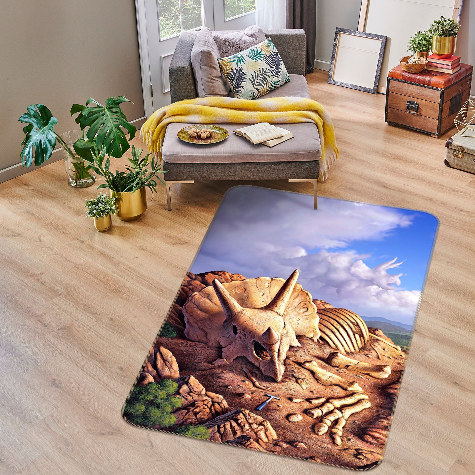 3D Dinosaur Fossil 1069 Jerry LoFaro Rug Non Slip Rug Mat