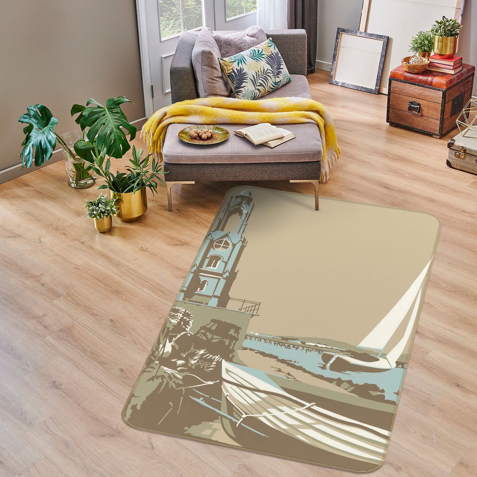 3D Swanage Tower 1158 Steve Read Rug Non Slip Rug Mat