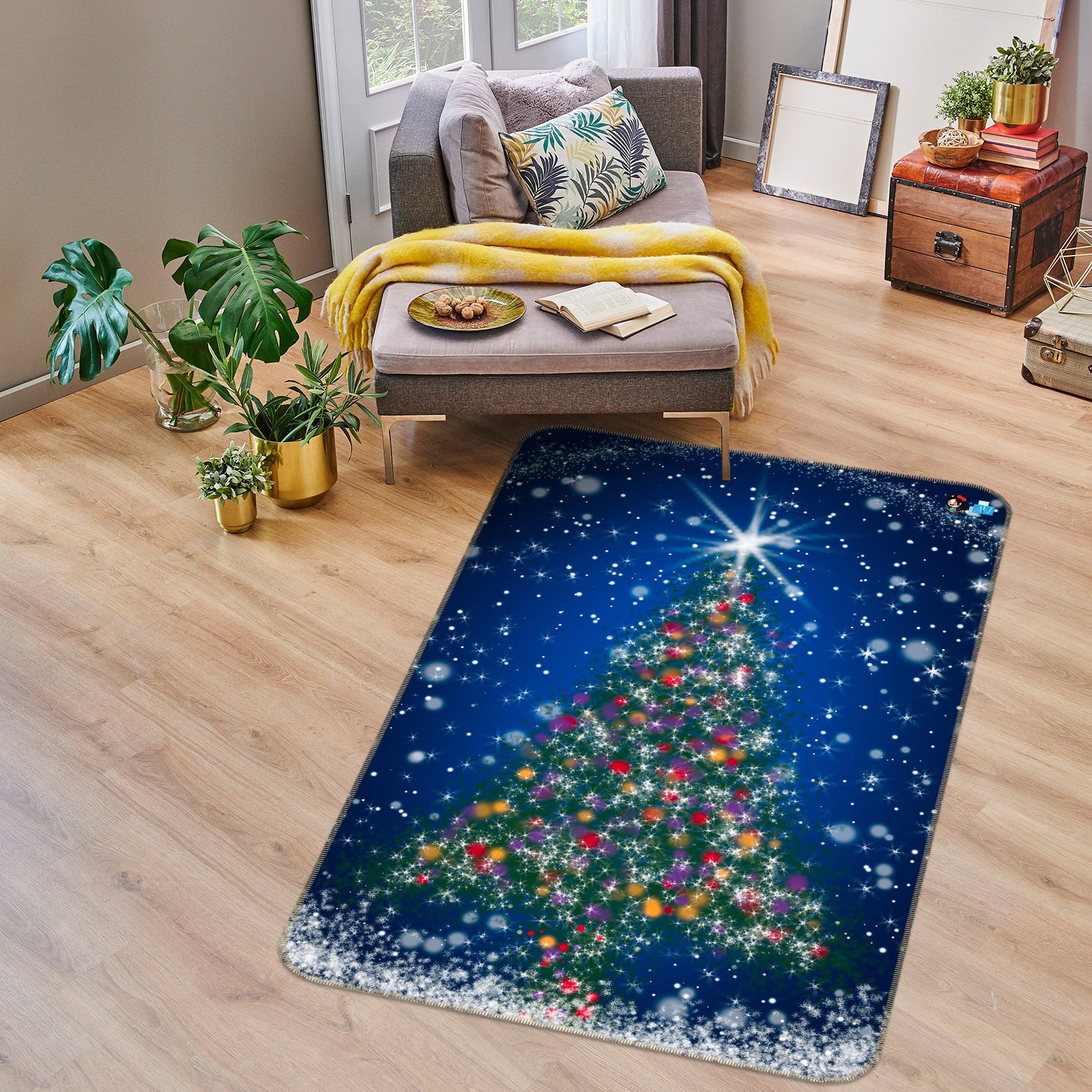 3D Tree Snow 57021 Christmas Non Slip Rug Mat Xmas
