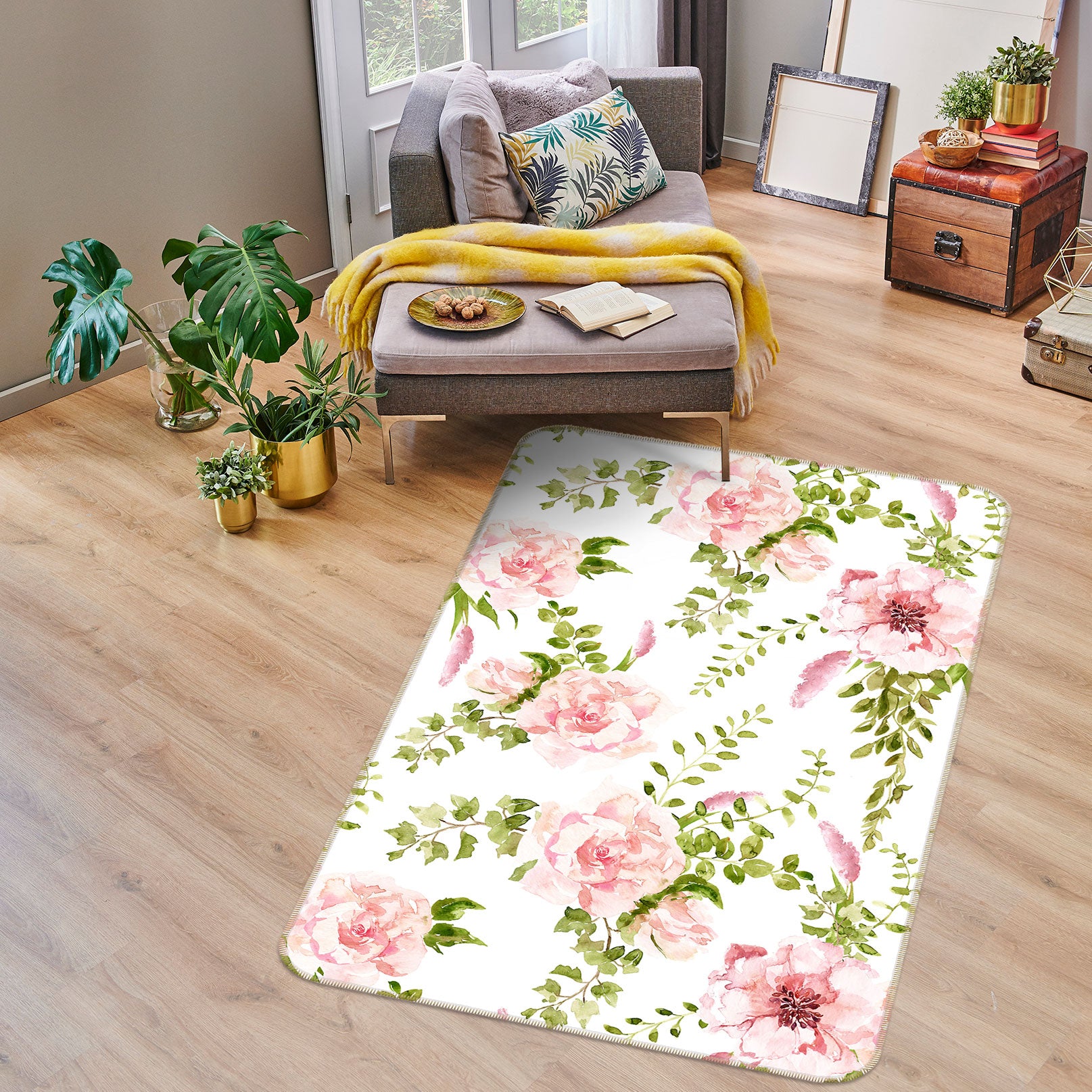3D Peony Flower 160 Uta Naumann Rug Non Slip Rug Mat