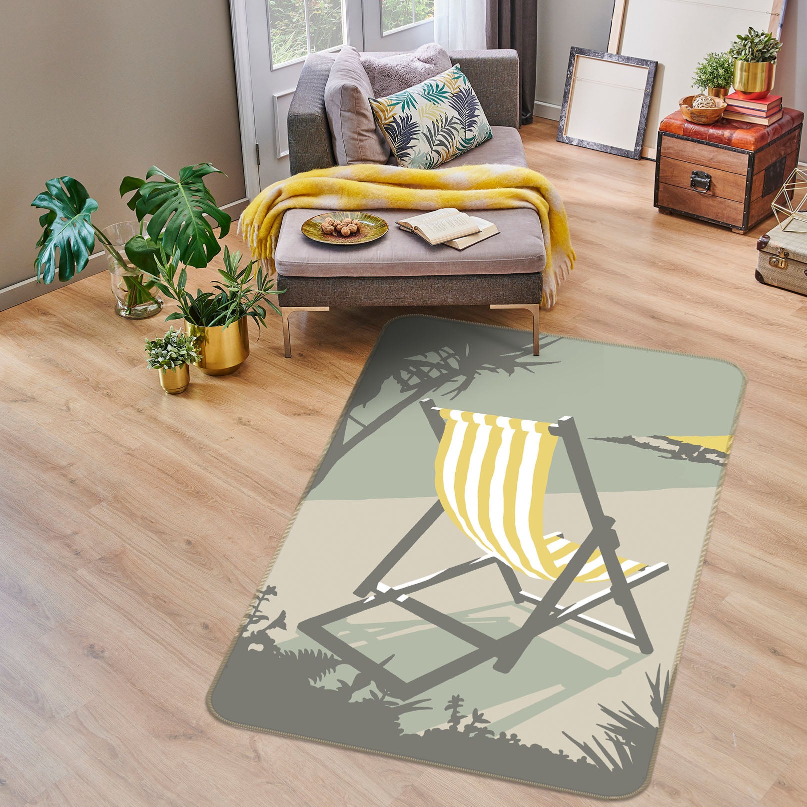 3D St Ives Deckchair 1156 Steve Read Rug Non Slip Rug Mat Mat