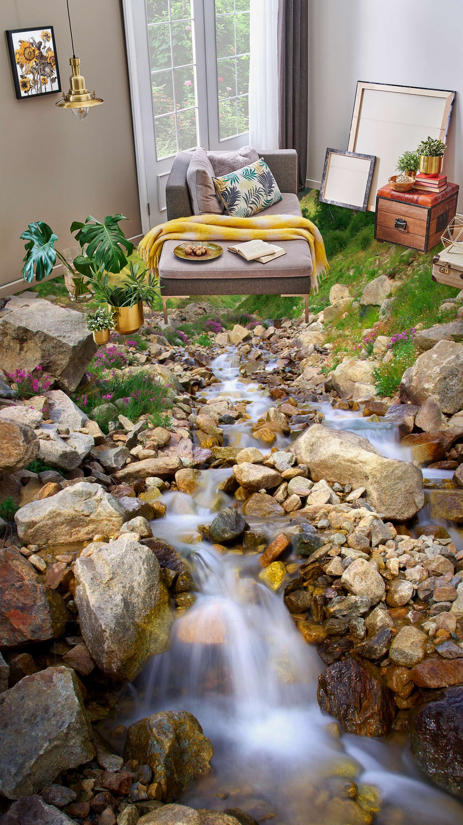 3D Fine Flowing Water 1092 Floor Mural