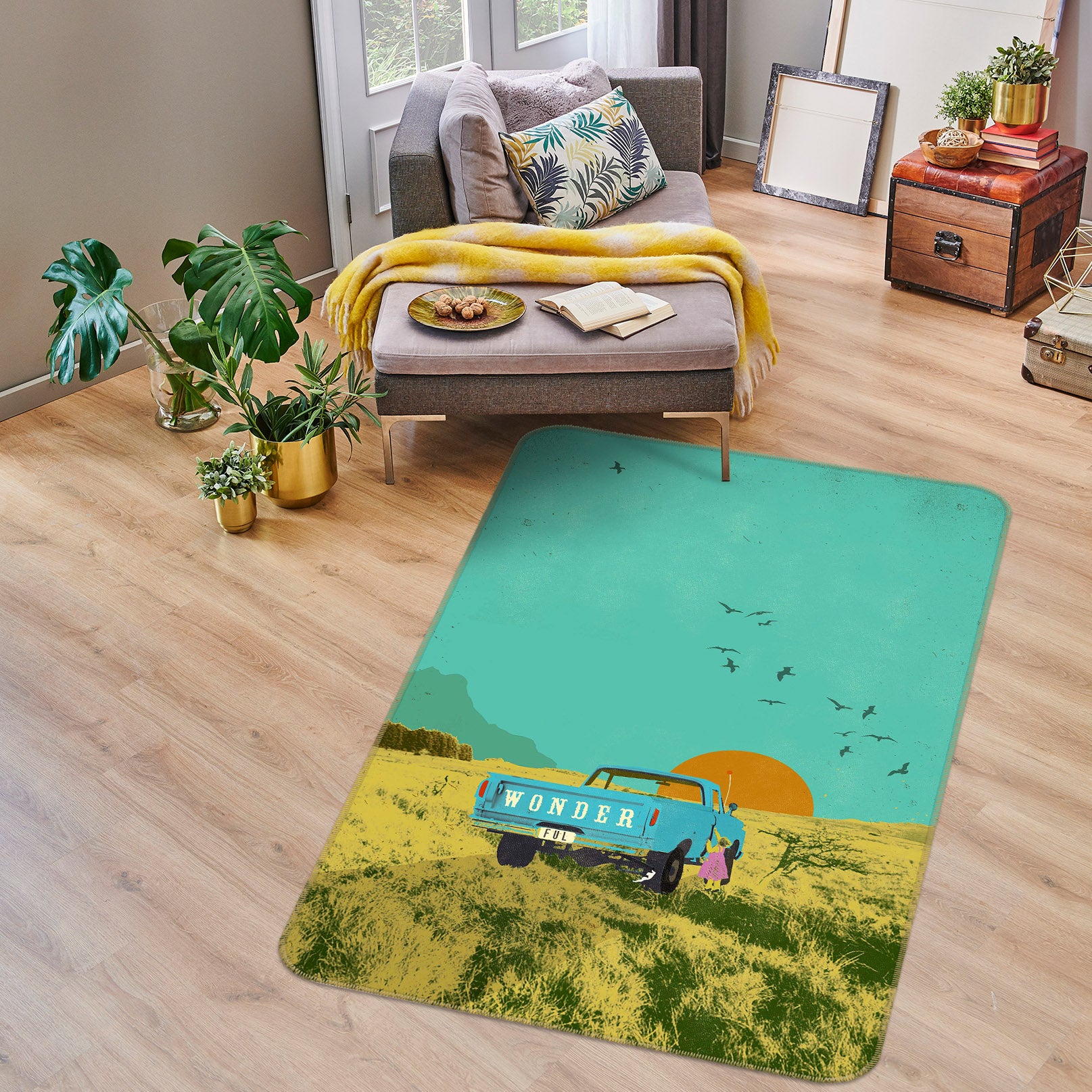 3D Prairie Truck 1020 Showdeer Rug Non Slip Rug Mat