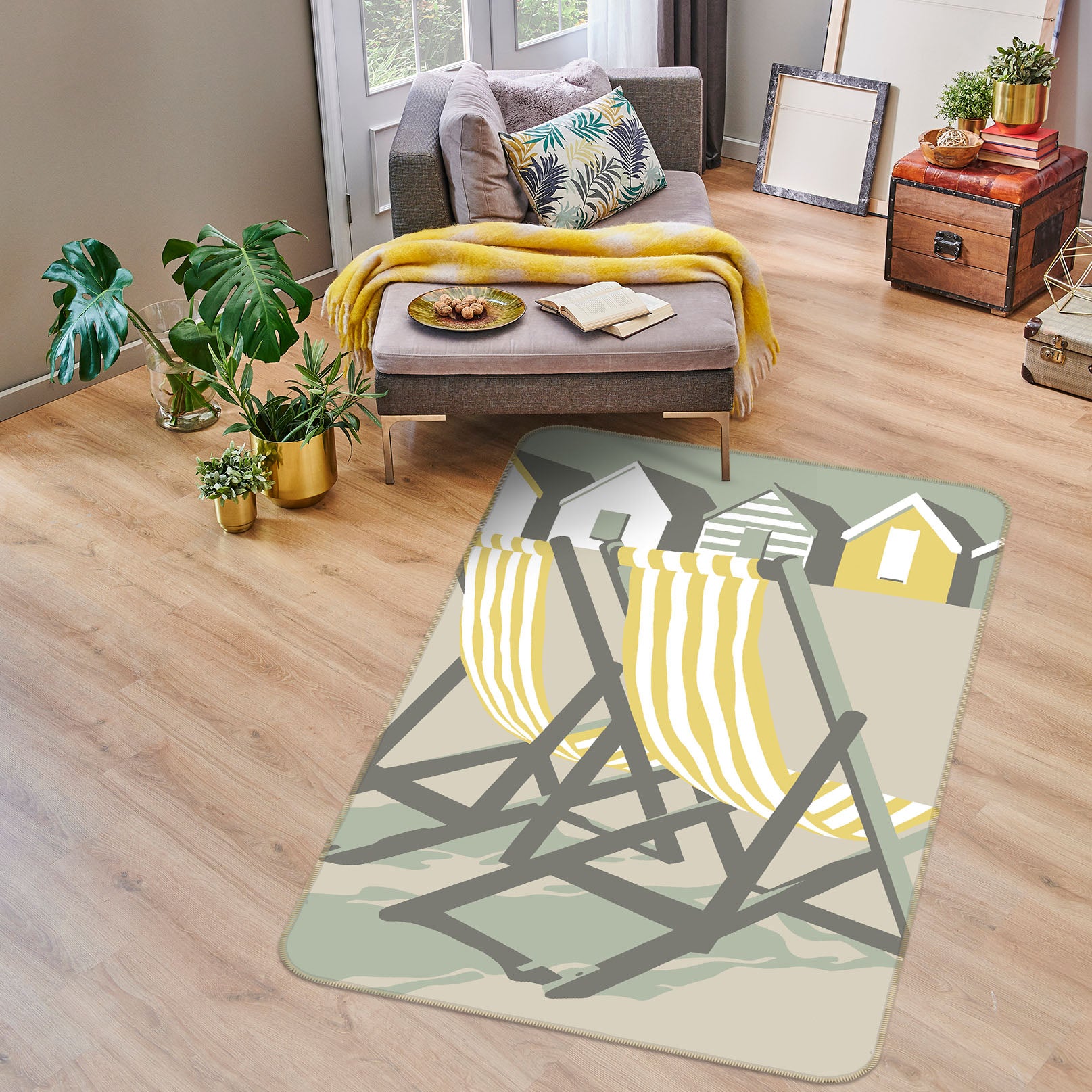 3D Southwold Deckchairs 1147 Steve Read Rug Non Slip Rug Mat