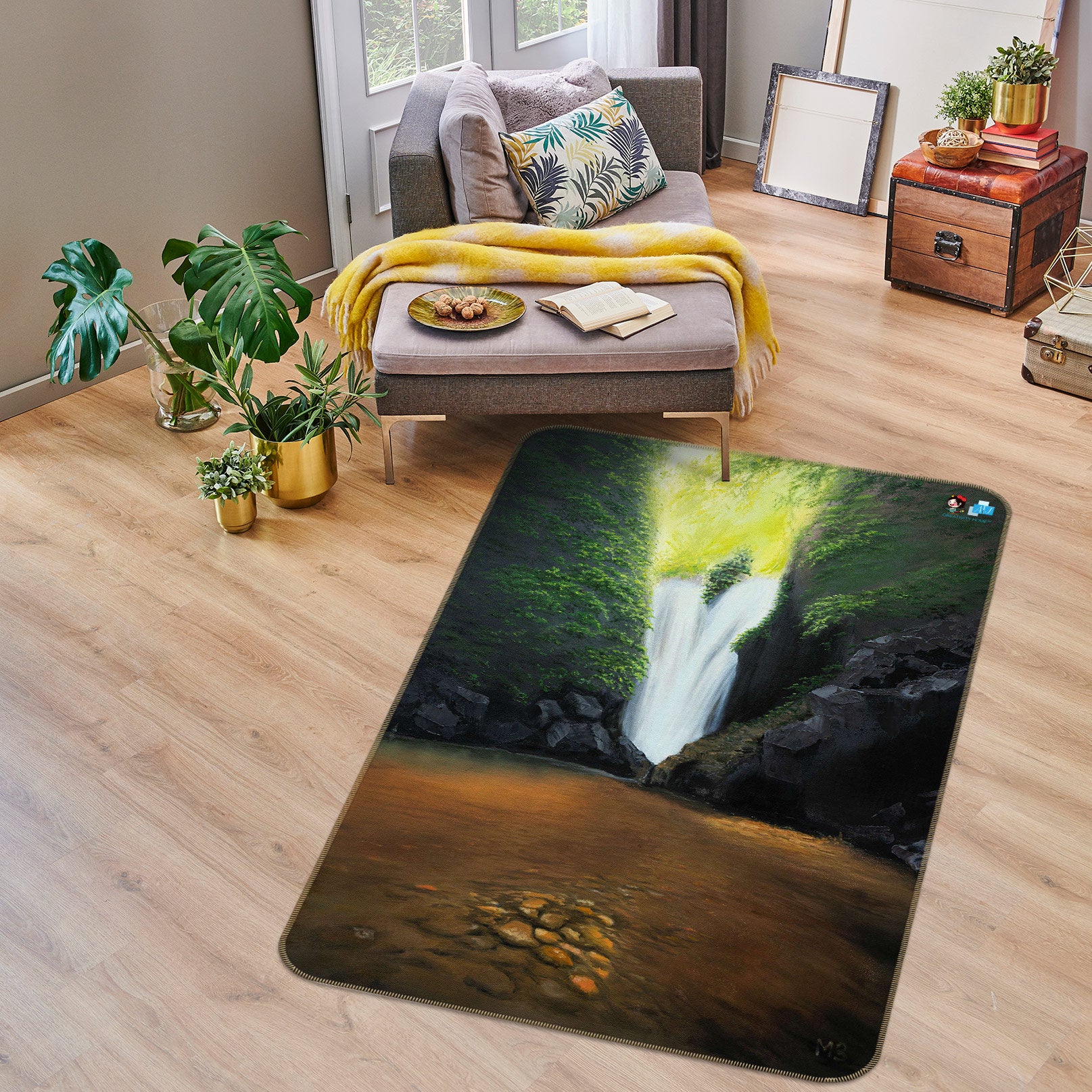 3D Grotto Flowing Water 1899 Marina Zotova Rug Non Slip Rug Mat