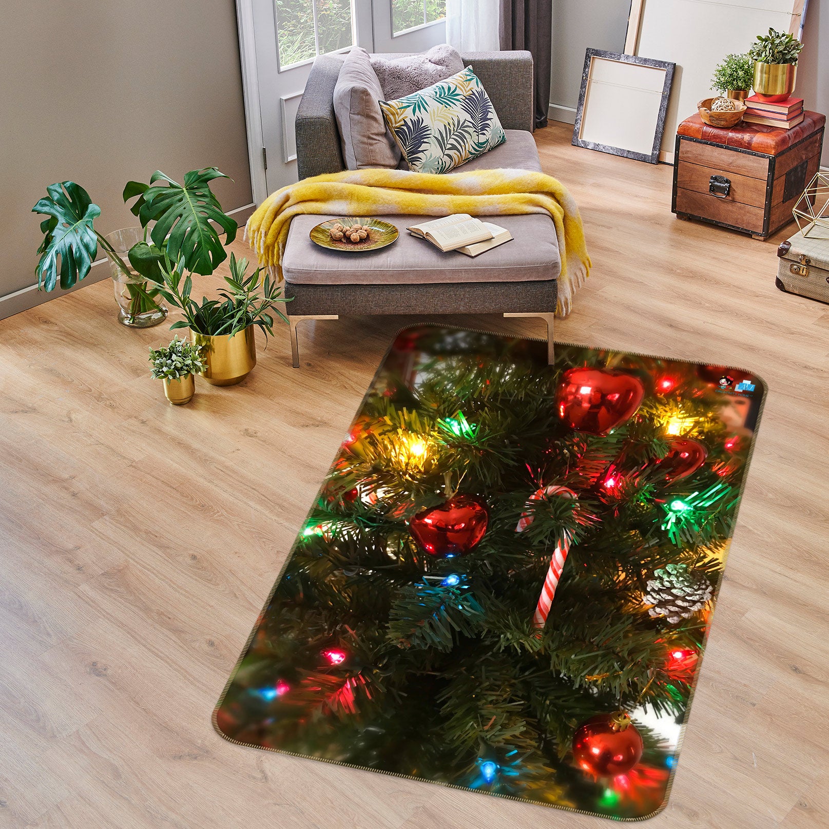 3D Colored Balls 56200 Christmas Non Slip Rug Mat Xmas