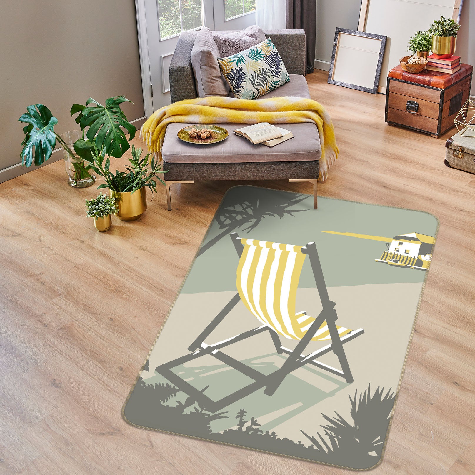 3D Rock Deckchair 1137 Steve Read Rug Non Slip Rug Mat