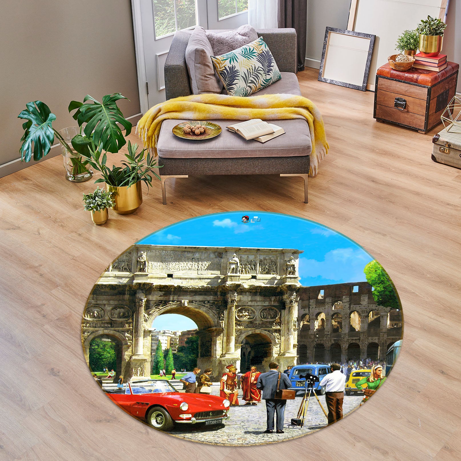 3D Construction Car 064 Kevin Walsh Rug Round Non Slip Rug Mat