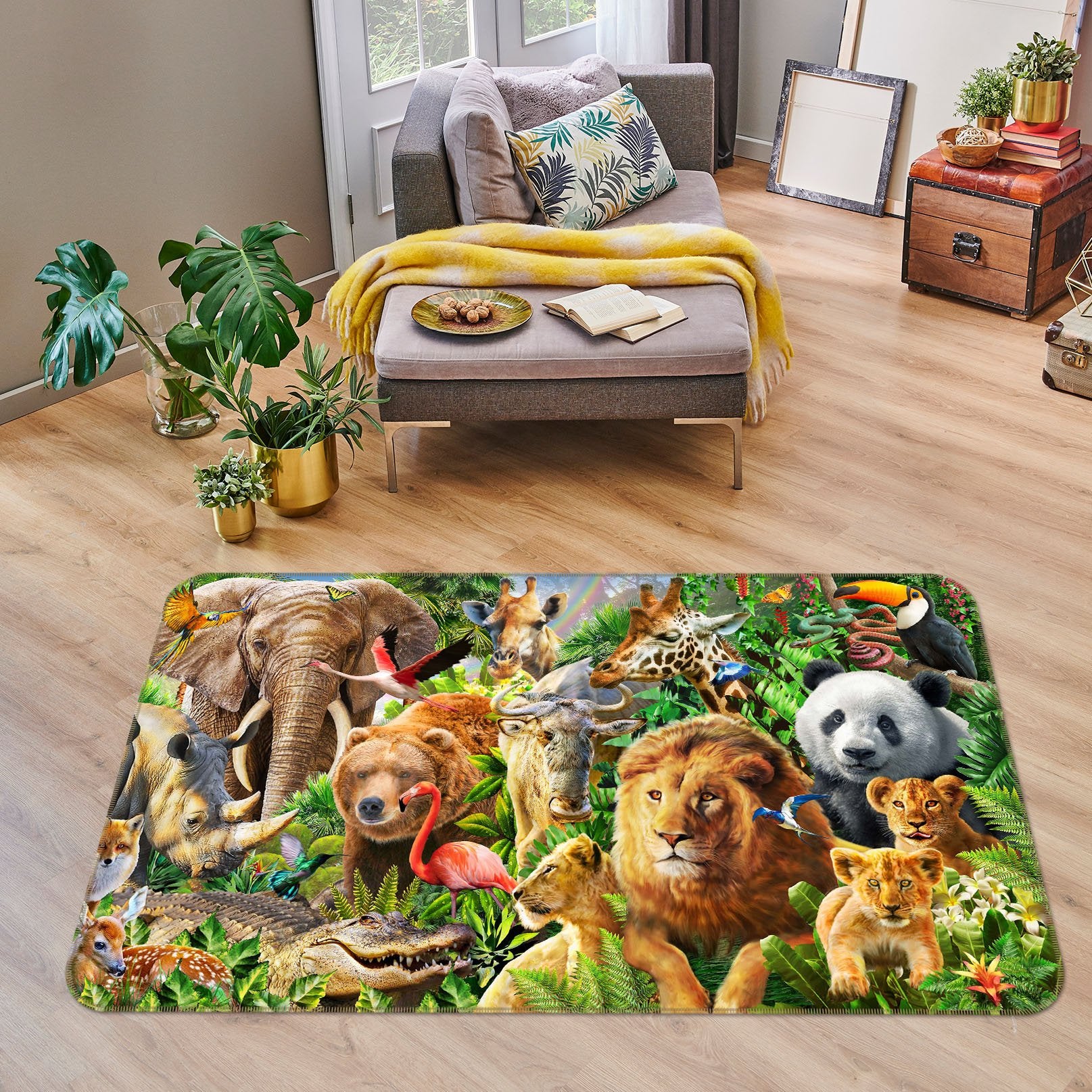 3D Animal World 1076 Adrian Chesterman Rug Non Slip Rug Mat Mat AJ Creativity Home