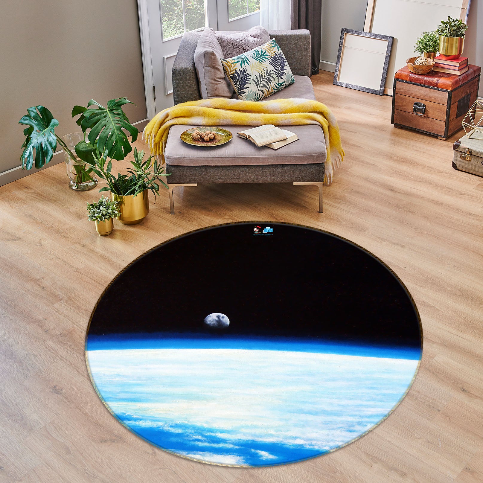 3D Earth 11090 Matthew Holden Bates Rug Round Non Slip Rug Mat