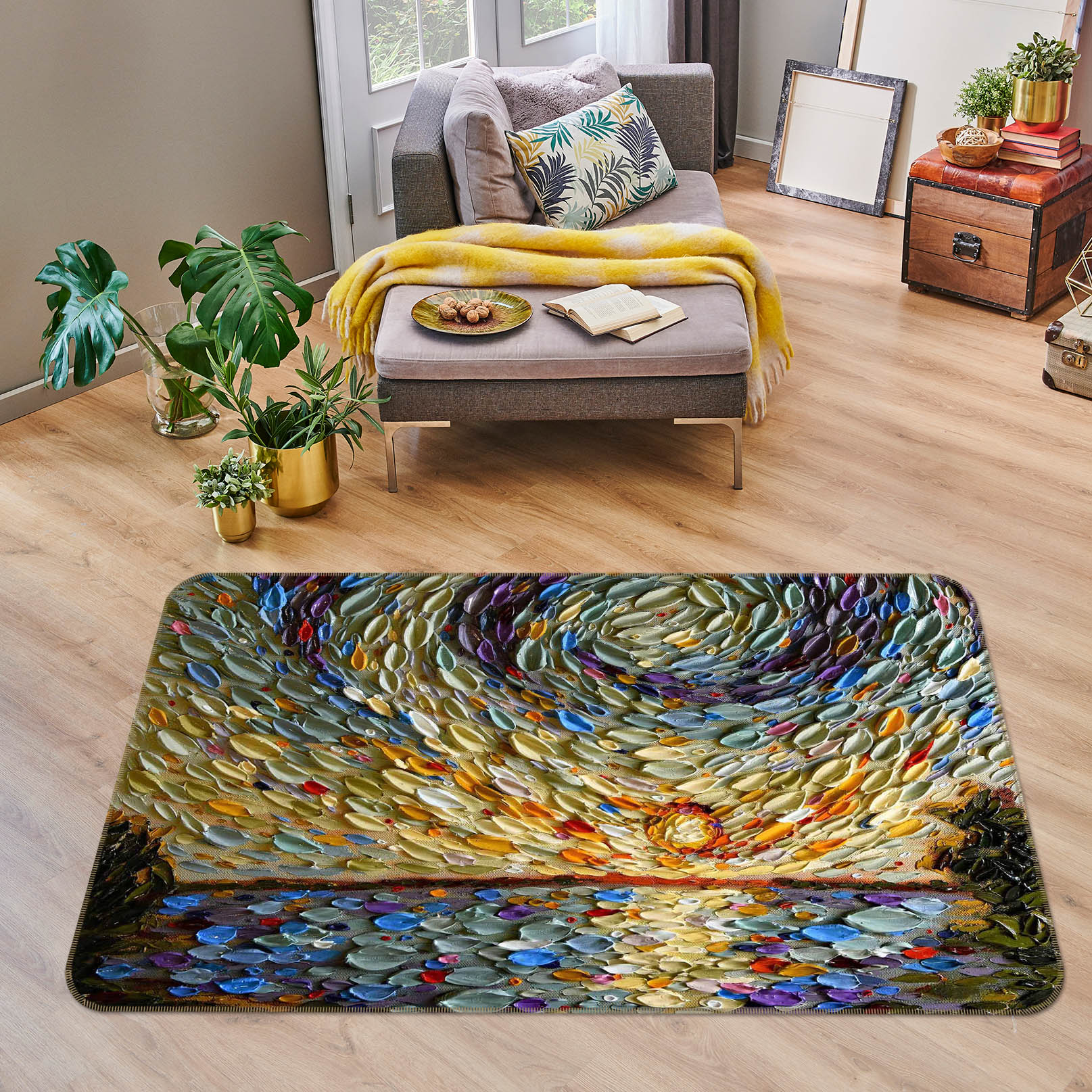 3D Shell Sunset 1011 Dena Tollefson Rug Non Slip Rug Mat
