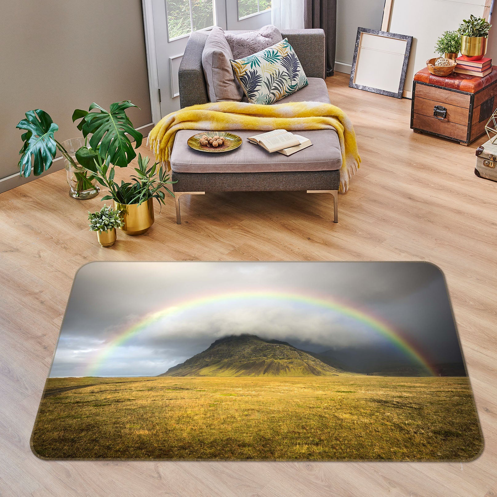 3D Prairie Rainbow 1105 Marco Carmassi Rug Non Slip Rug Mat