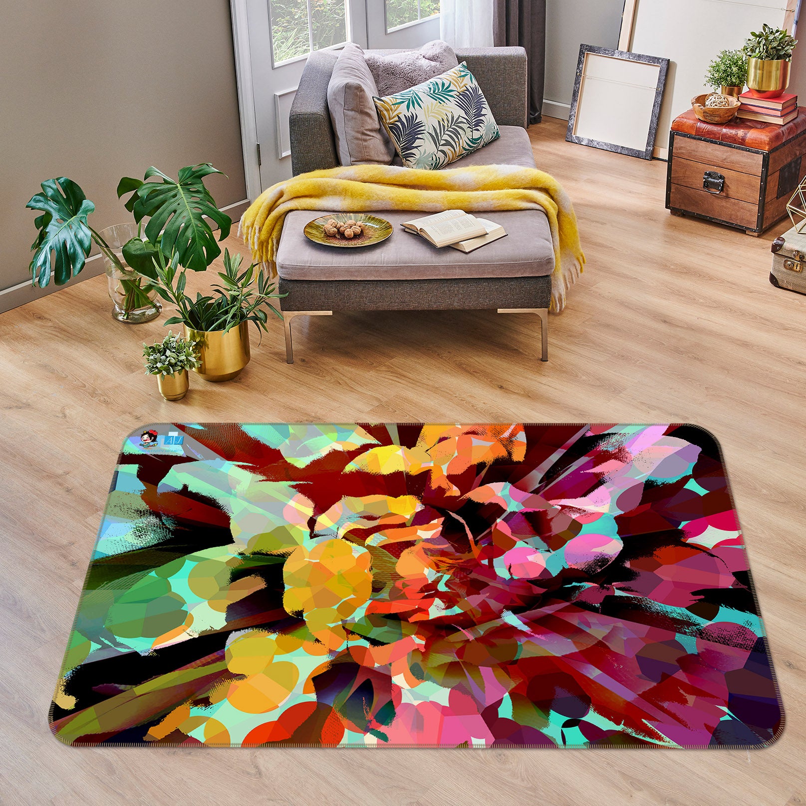 3D Colored Flowers 19156 Shandra Smith Rug Non Slip Rug Mat