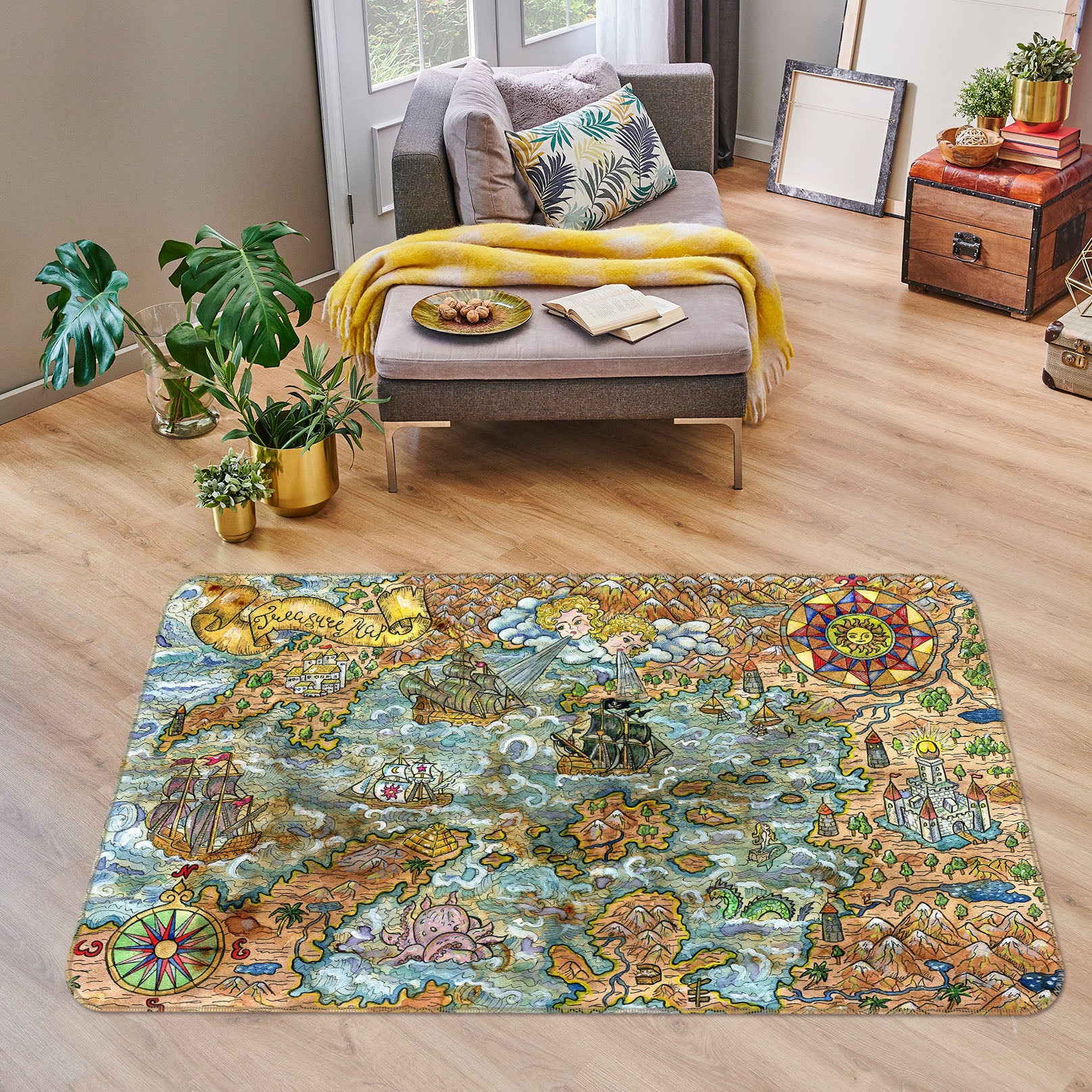 3D Valley River 293 World Map Non Slip Rug Mat