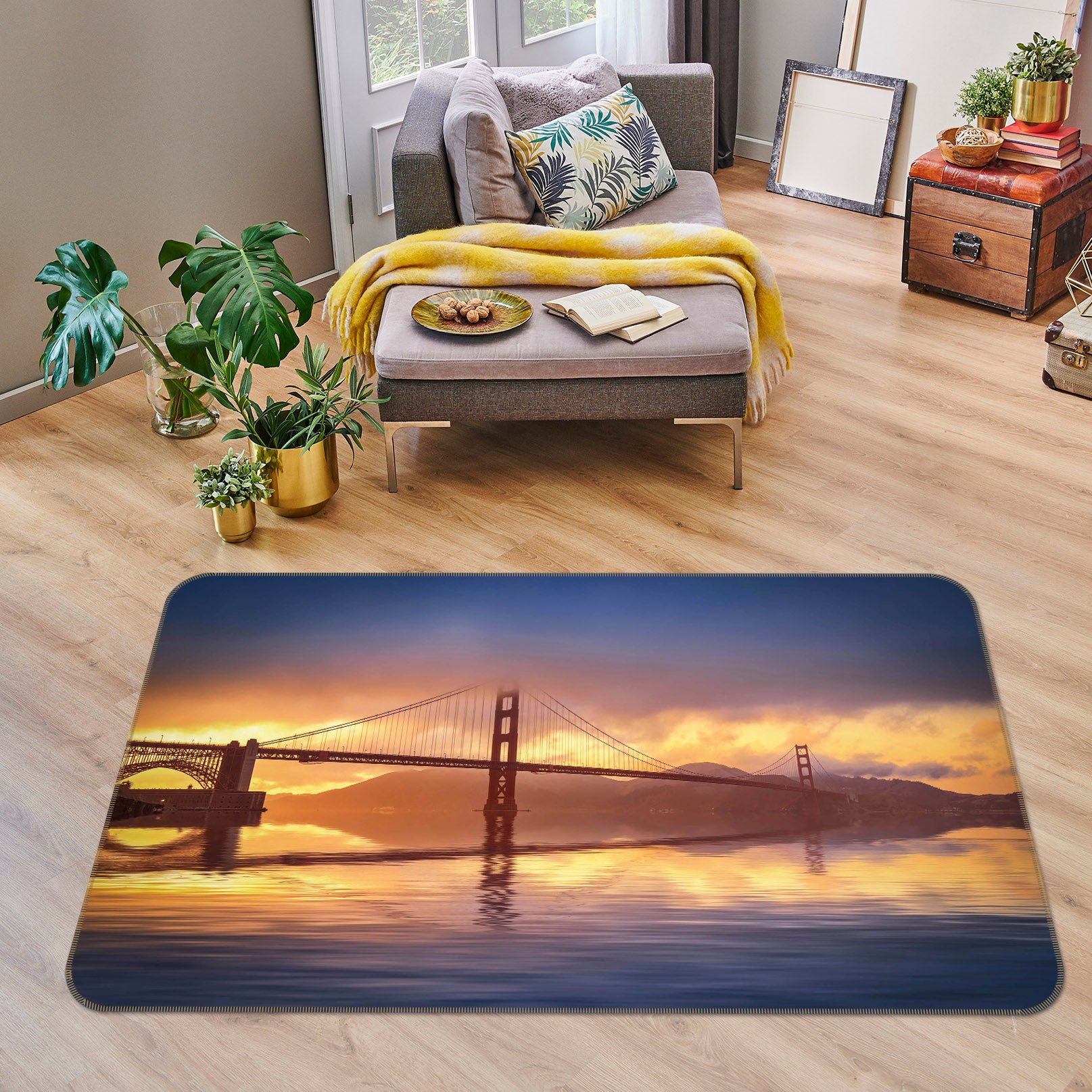 3D Dusk Bridge 1163 Marco Carmassi Rug Non Slip Rug Mat