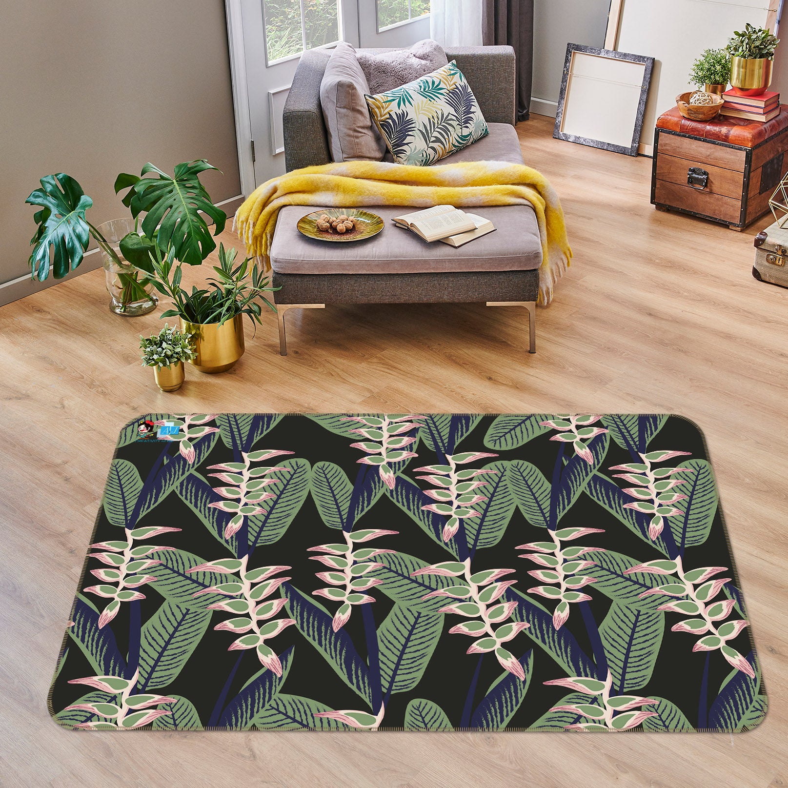 3D Leaves Pattern 10766 Kashmira Jayaprakash Rug Non Slip Rug Mat