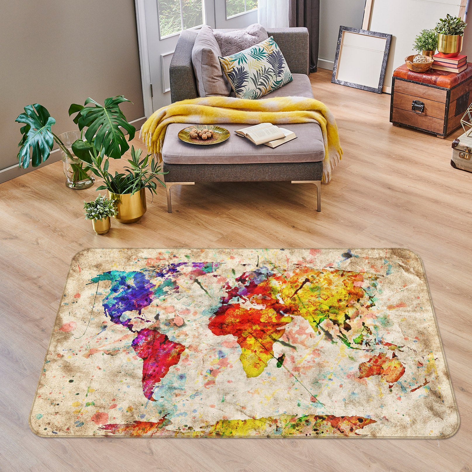 3D Rich Colors 229 World Map Non Slip Rug Mat