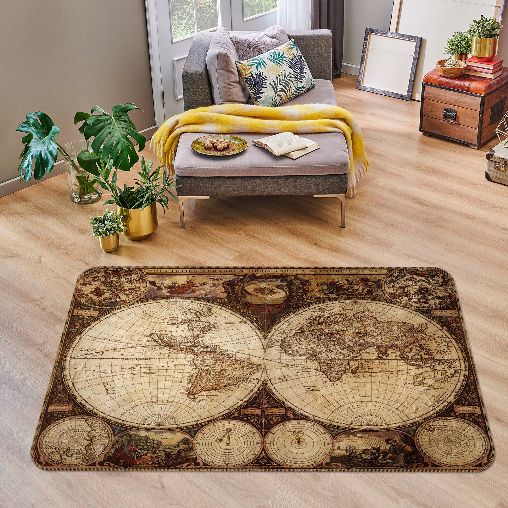 3D Land Layout 211 World Map Non Slip Rug Mat