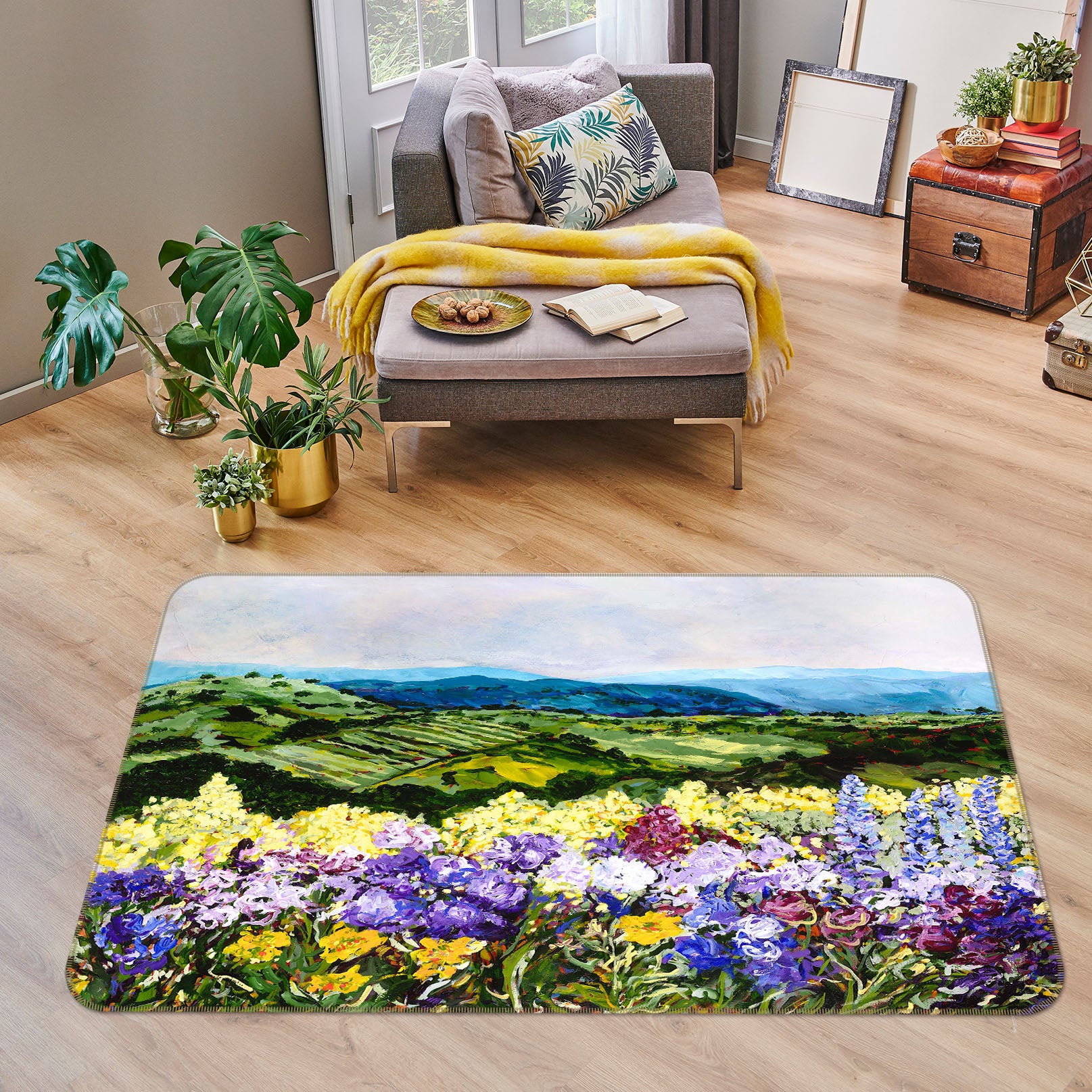 3D Colorful Garden 1008 Allan P. Friedlander Rug Non Slip Rug Mat