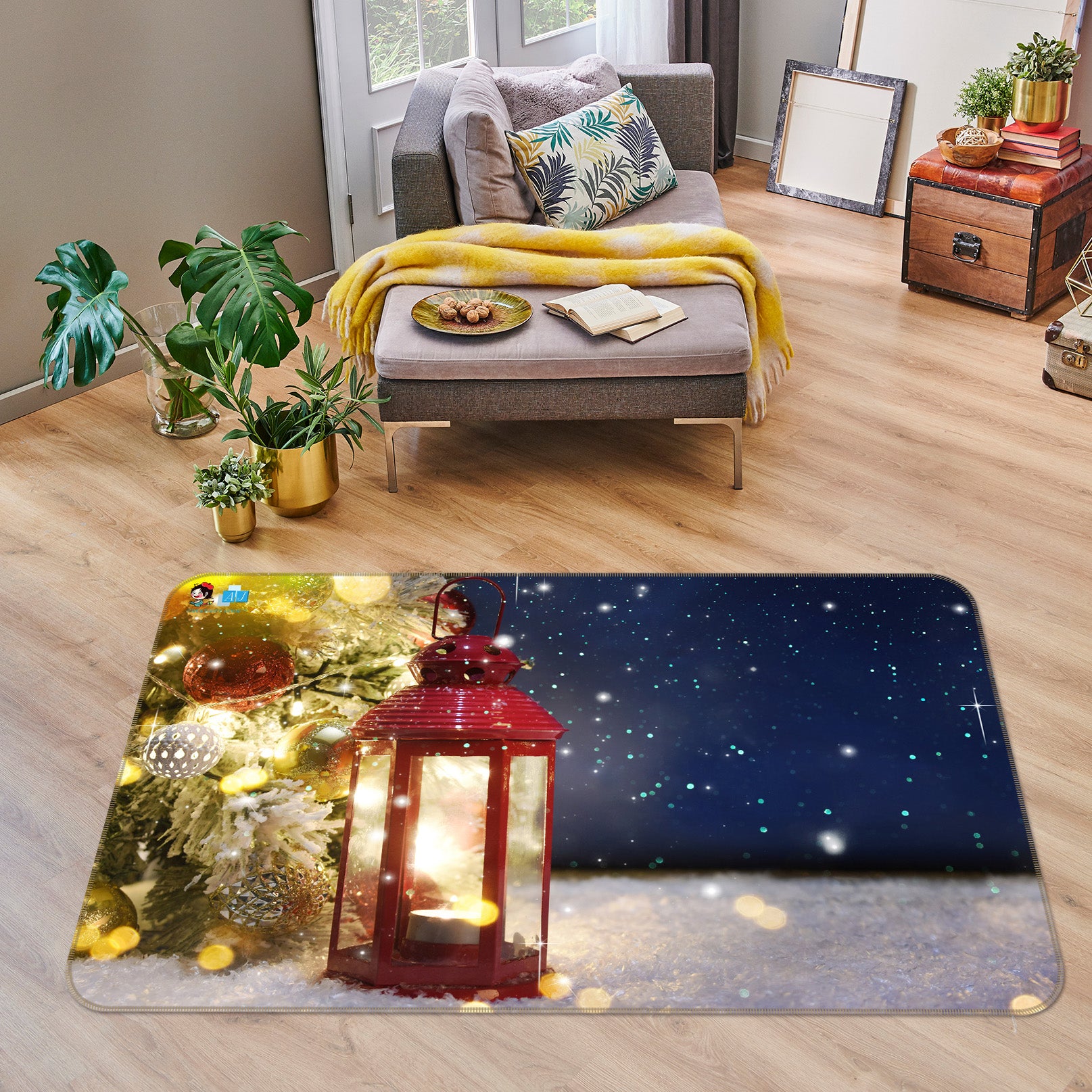 3D Candle Light 56235 Christmas Non Slip Rug Mat Xmas