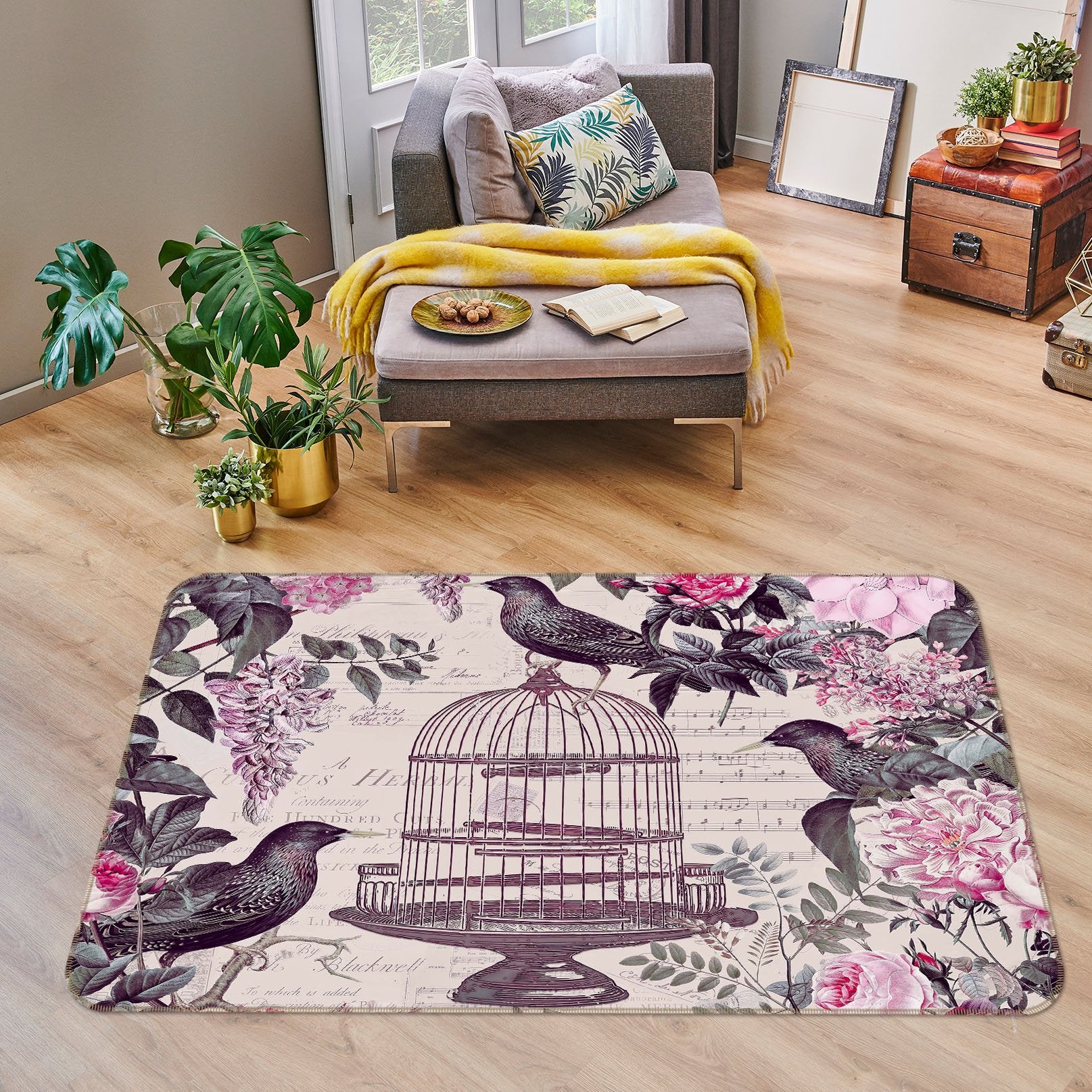 3D Bird Cage 1005 Andrea haase Rug Non Slip Rug Mat Mat AJ Creativity Home