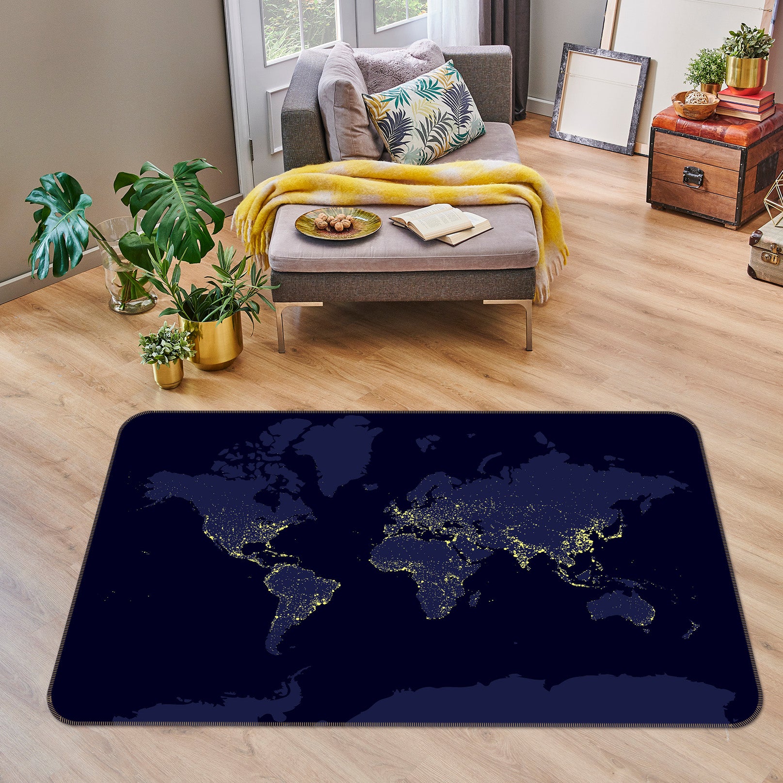 3D Silent Night 253 World Map Non Slip Rug Mat