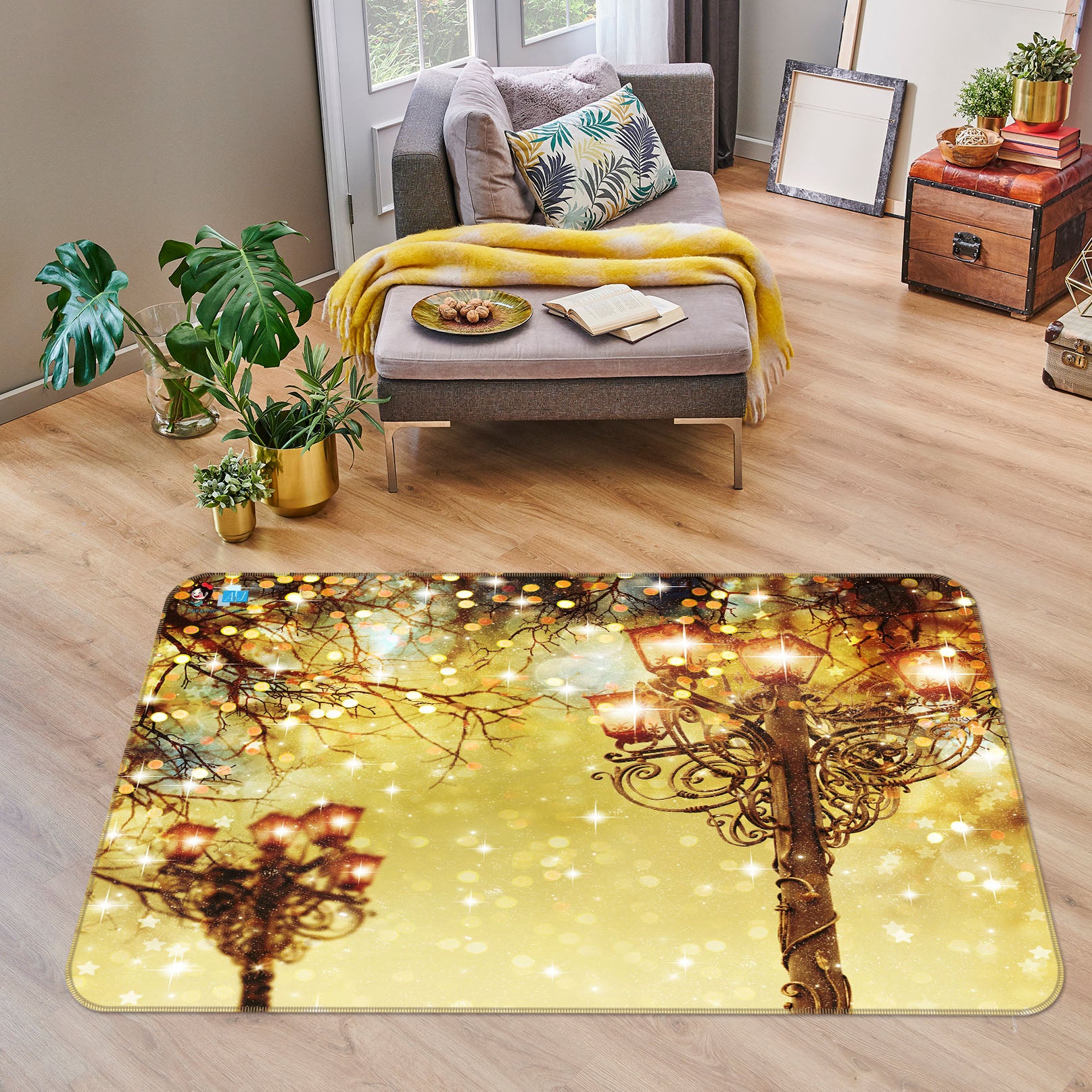 3D Street Lamp 56212 Christmas Non Slip Rug Mat Xmas