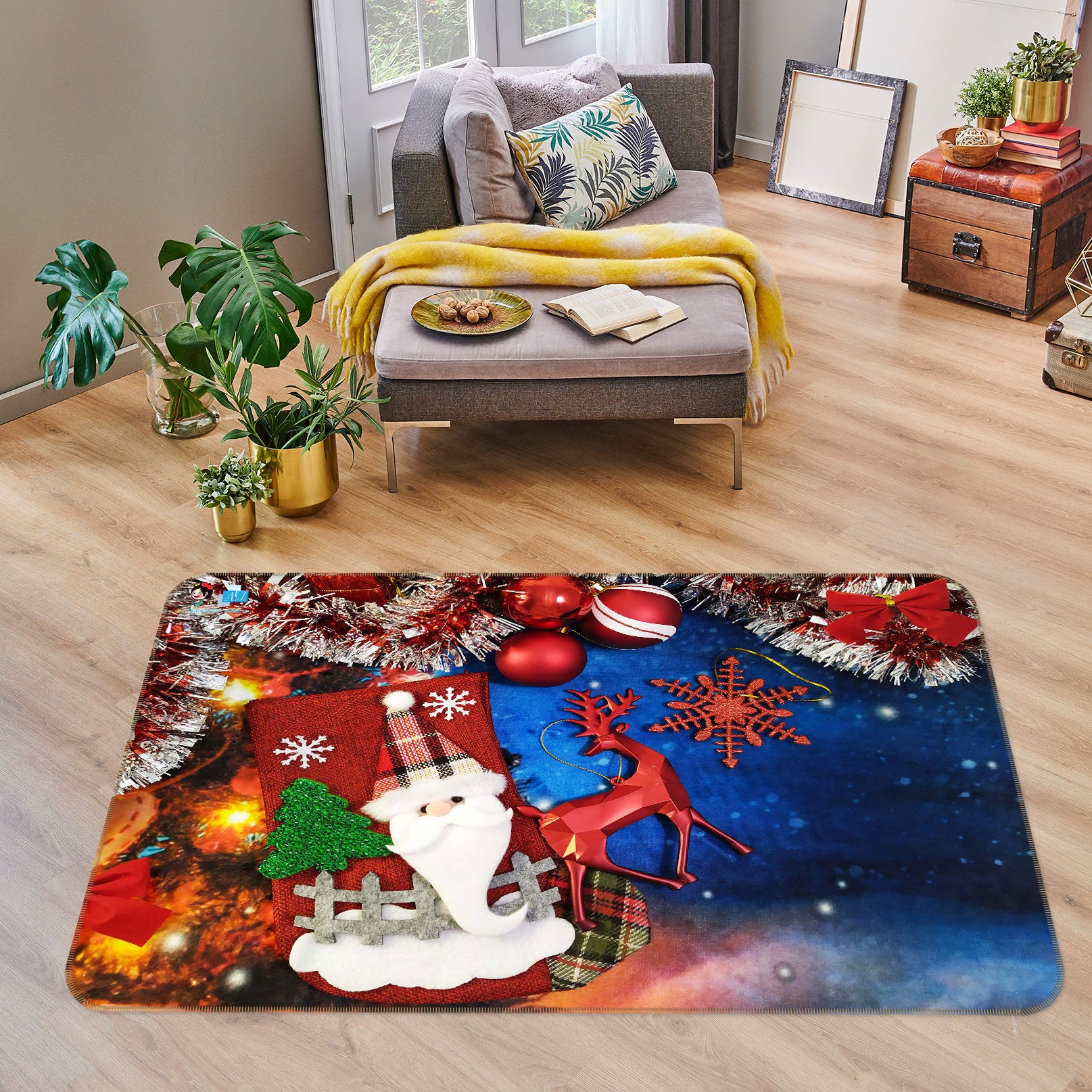 3D Santa Sock Bag 56174 Christmas Non Slip Rug Mat Xmas