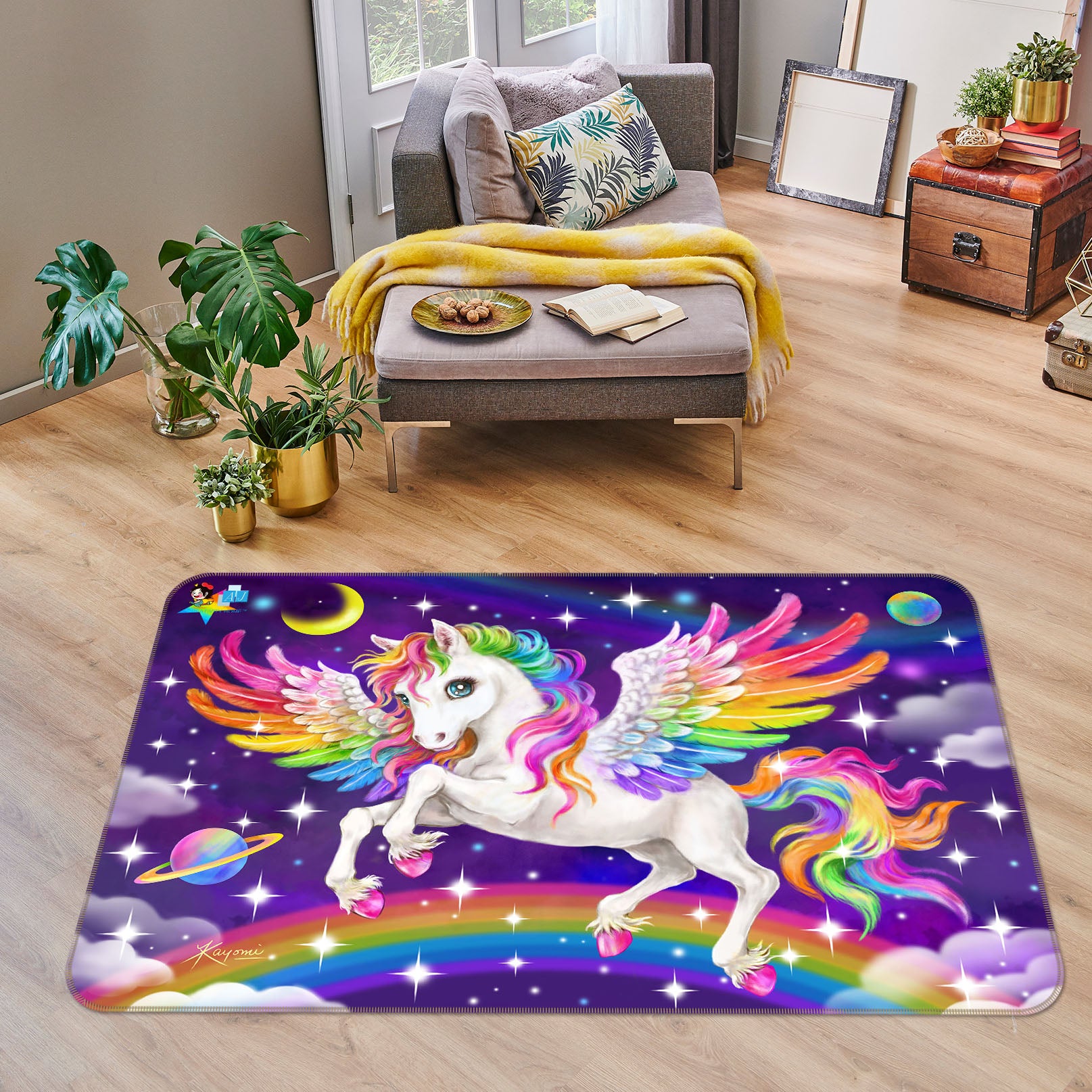 3D Unicorn Wings 5626 Kayomi Harai Rug Non Slip Rug Mat