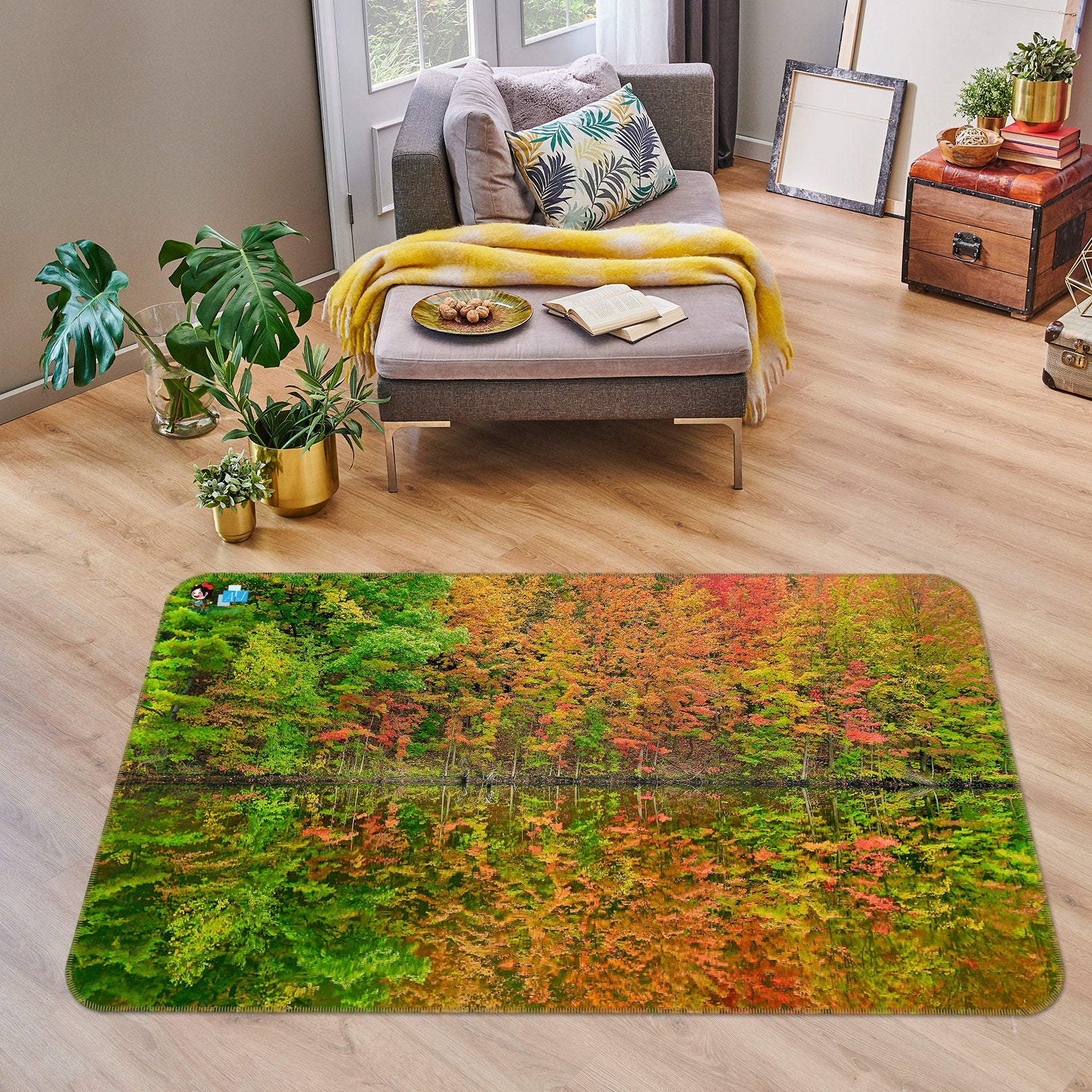 3D Fall Reflections 62208 Kathy Barefield Rug Non Slip Rug Mat