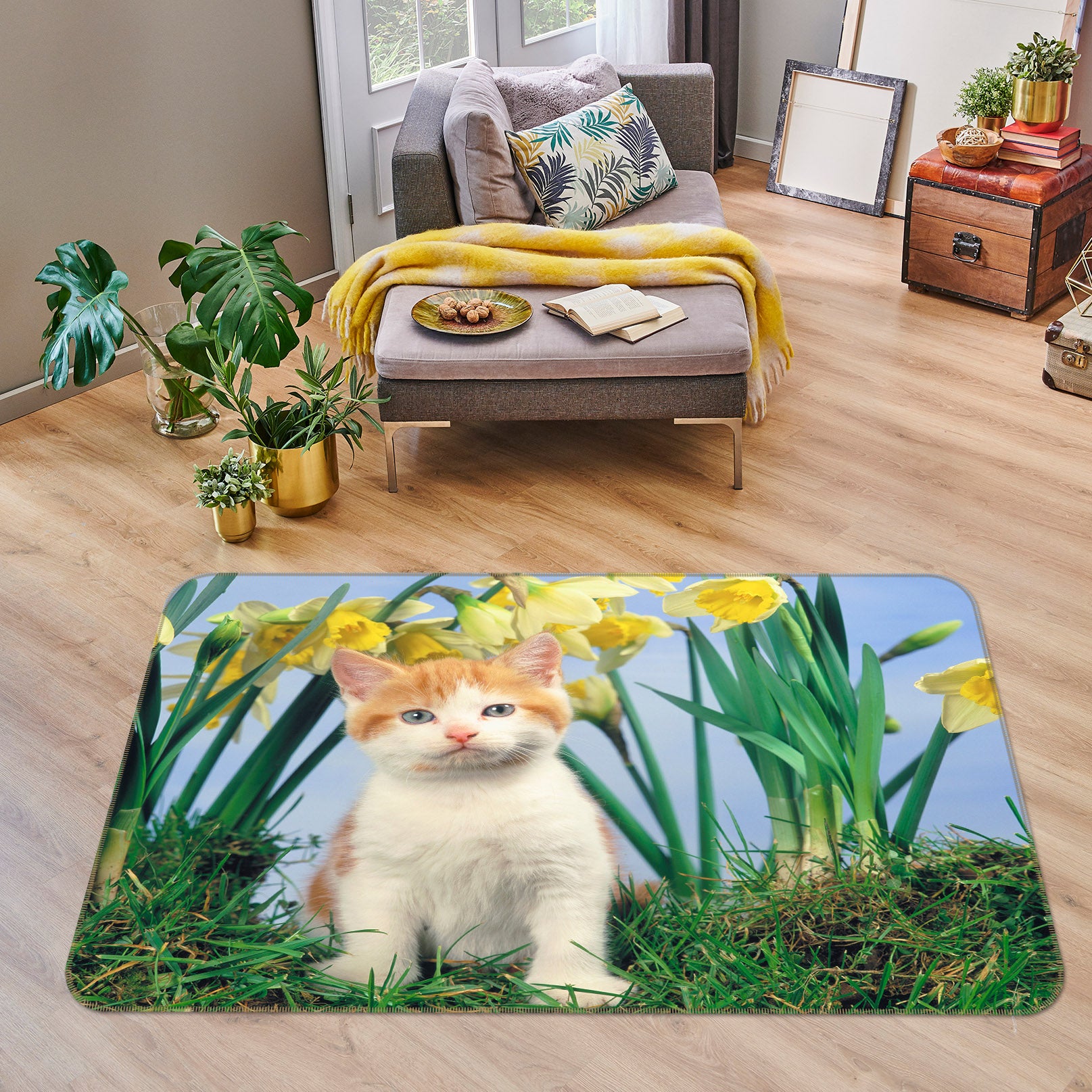 3D Kitten Rose 110 Animal Non Slip Rug Mat
