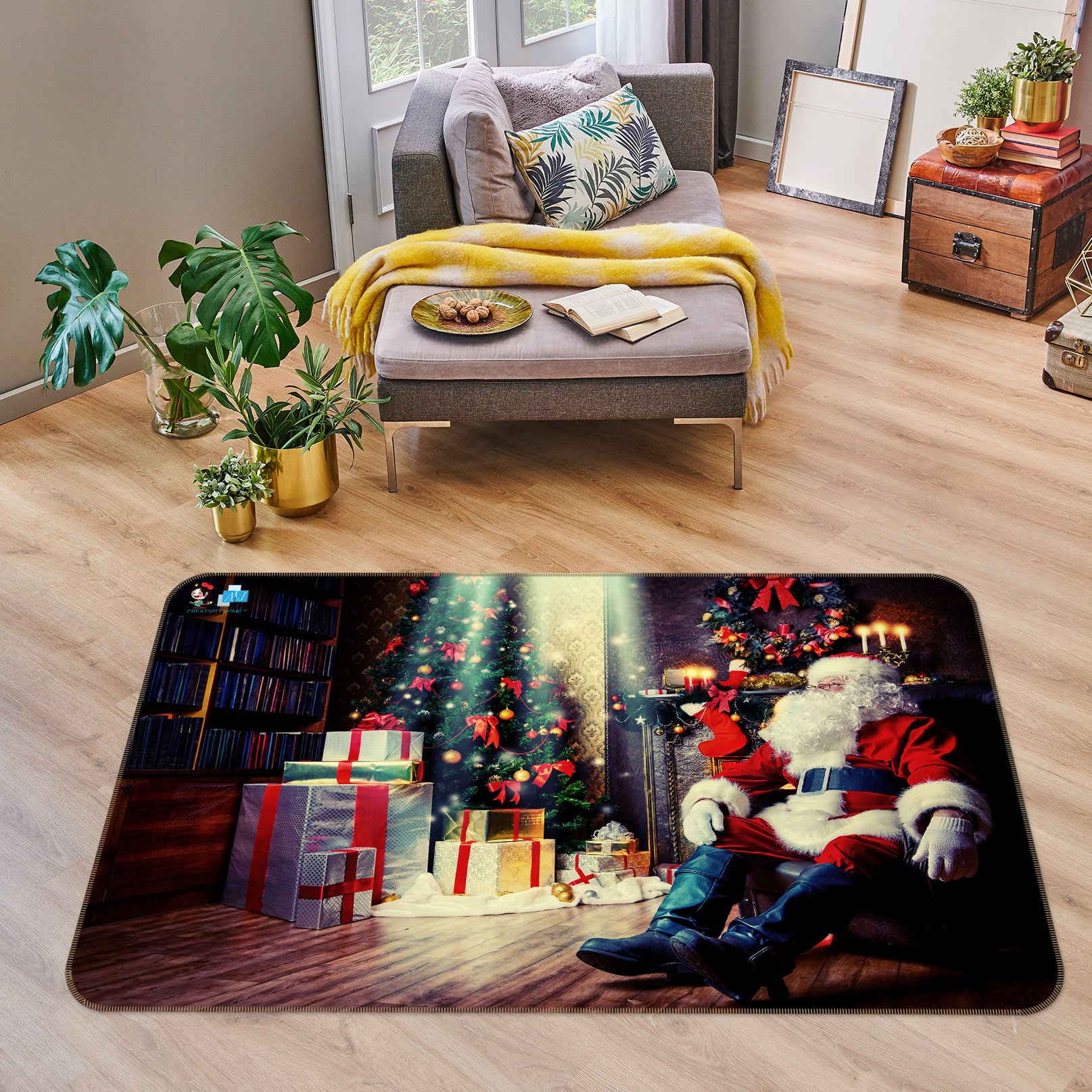 3D Santa Gift 56107 Christmas Non Slip Rug Mat Xmas