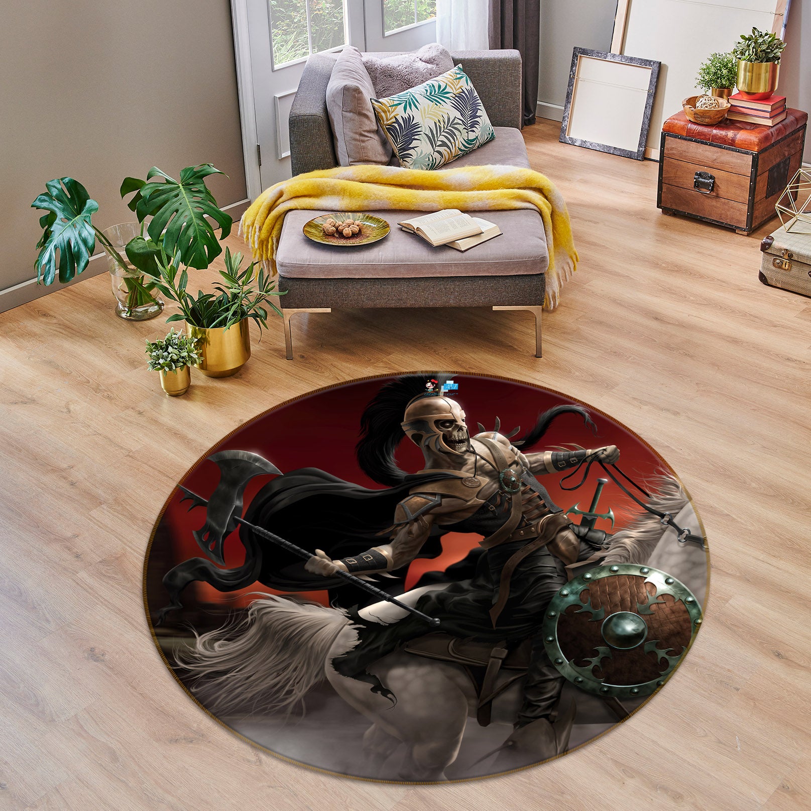 3D Knight 4187 Tom Wood Rug Round Non Slip Rug Mat