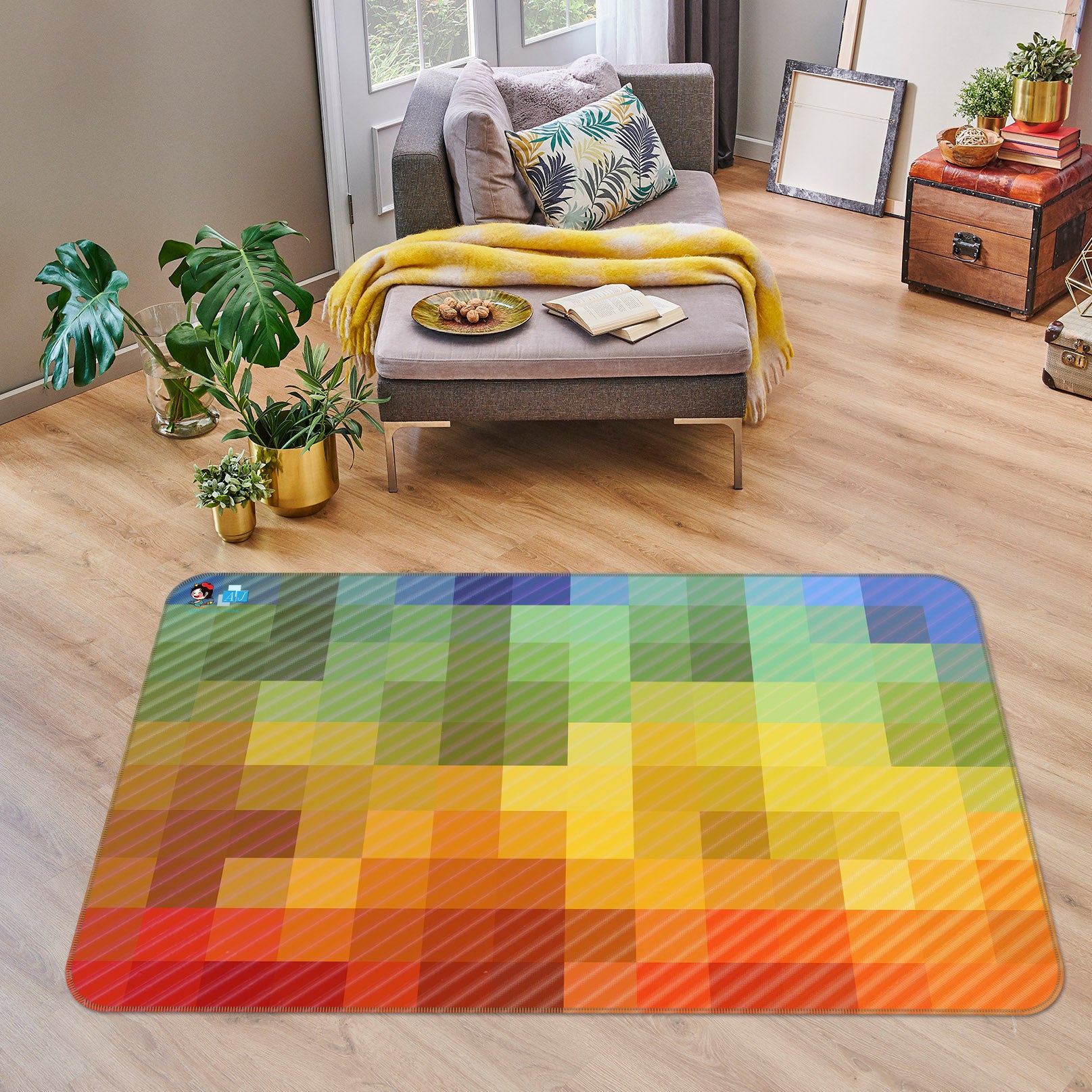 3D Color Mosaic 19152 Shandra Smith Rug Non Slip Rug Mat