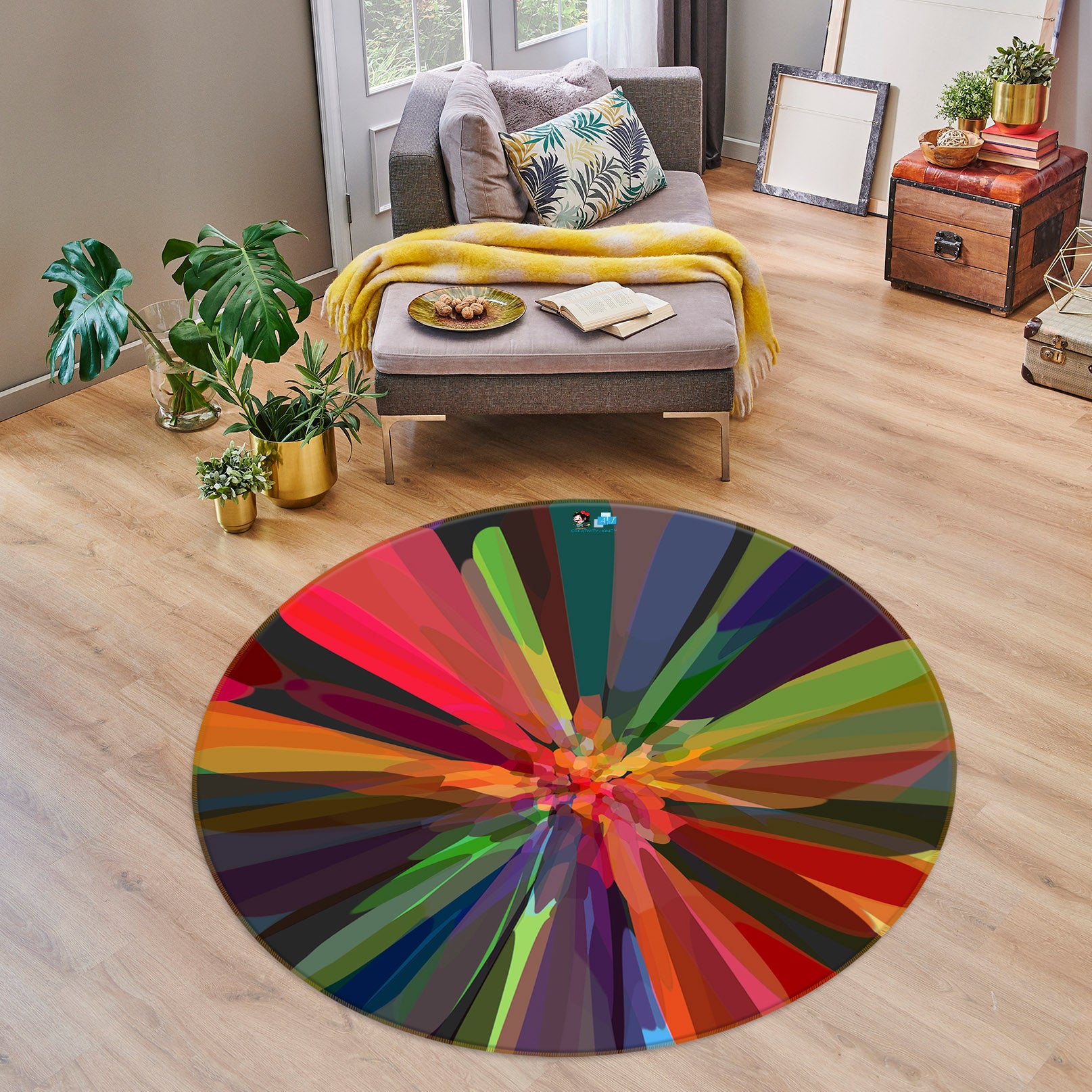 3D Color Flower Core 191106 Shandra Smith Rug Round Non Slip Rug Mat