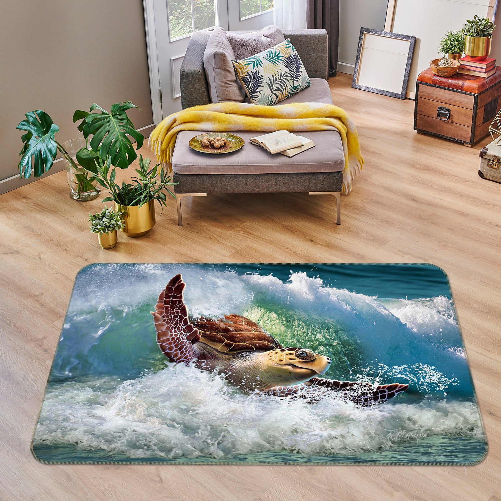 3D SeaTurtle 1001 Jerry LoFaro Rug Non Slip Rug Mat