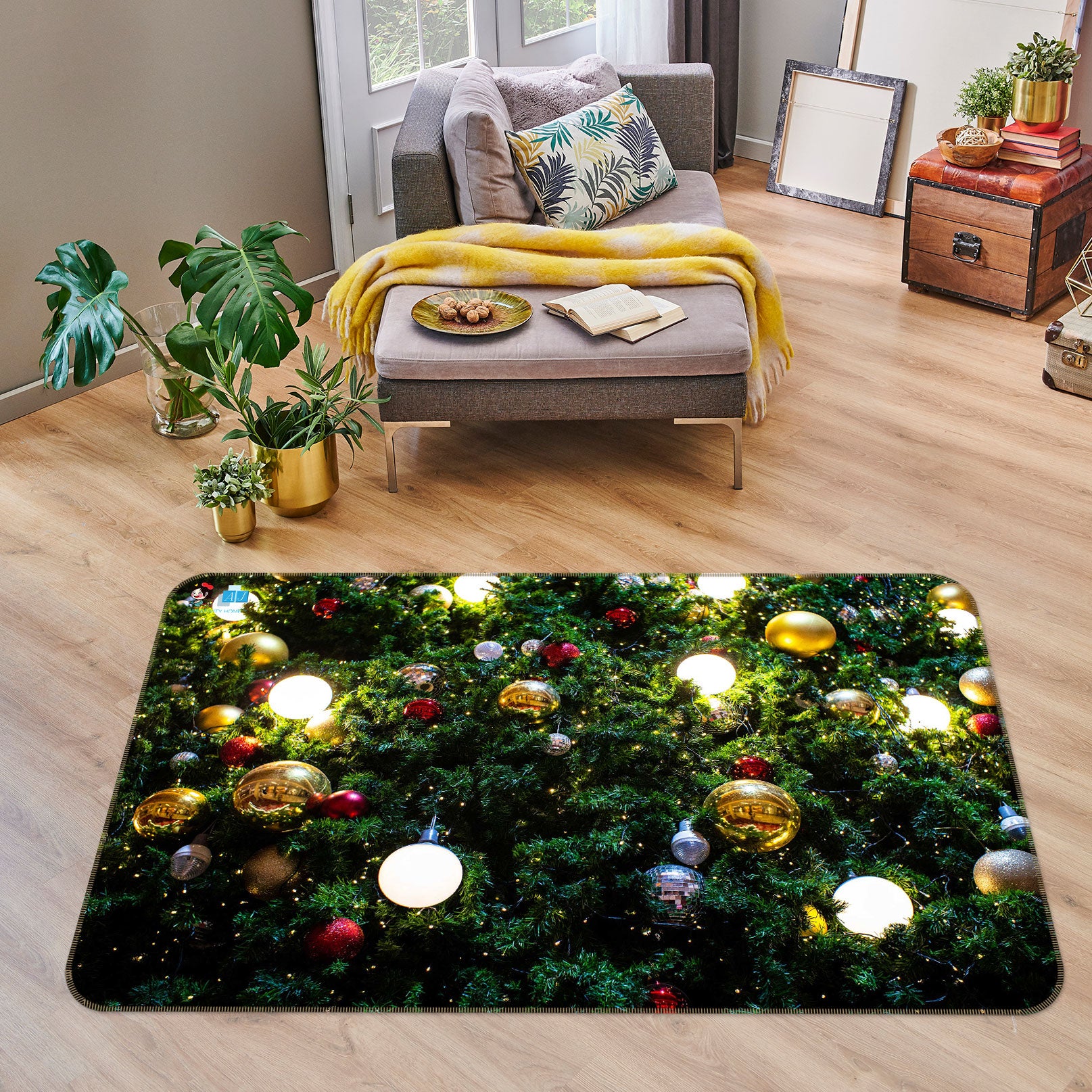 3D Ball Pendant 56166 Christmas Non Slip Rug Mat Xmas
