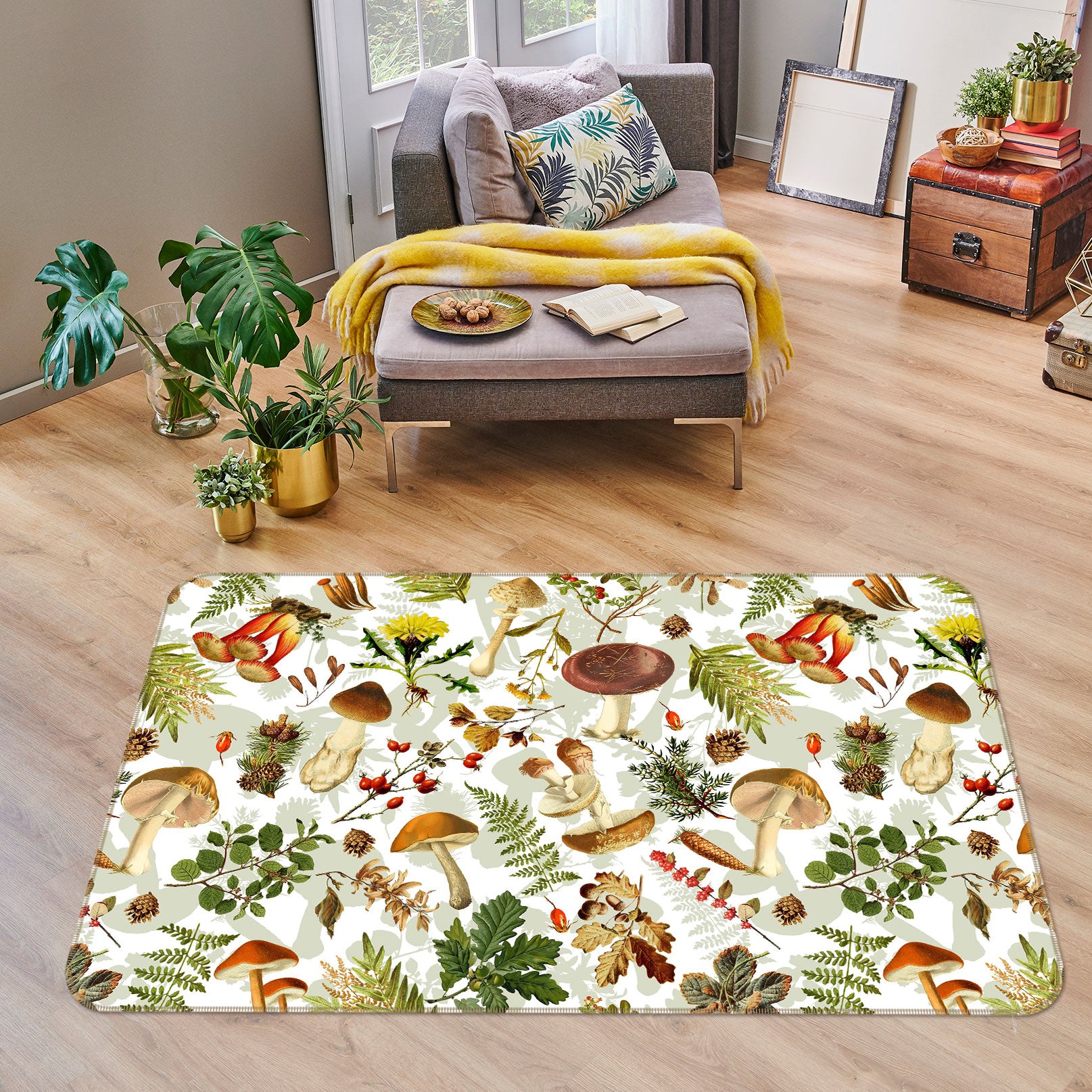 3D Mushroom Leaves 115 Uta Naumann Rug Non Slip Rug Mat