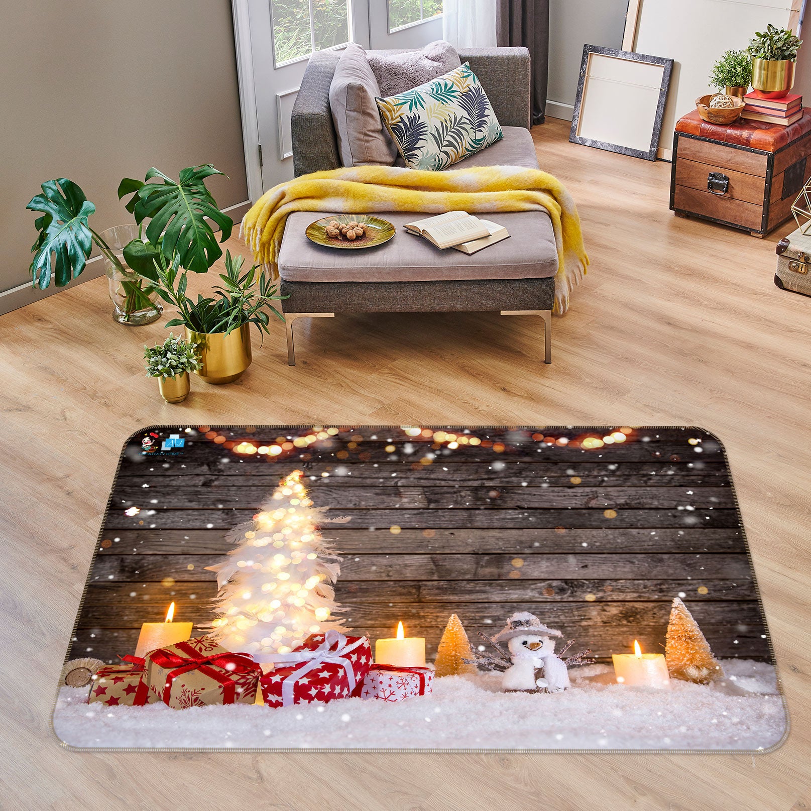3D Snow White Tree 56149 Christmas Non Slip Rug Mat Xmas