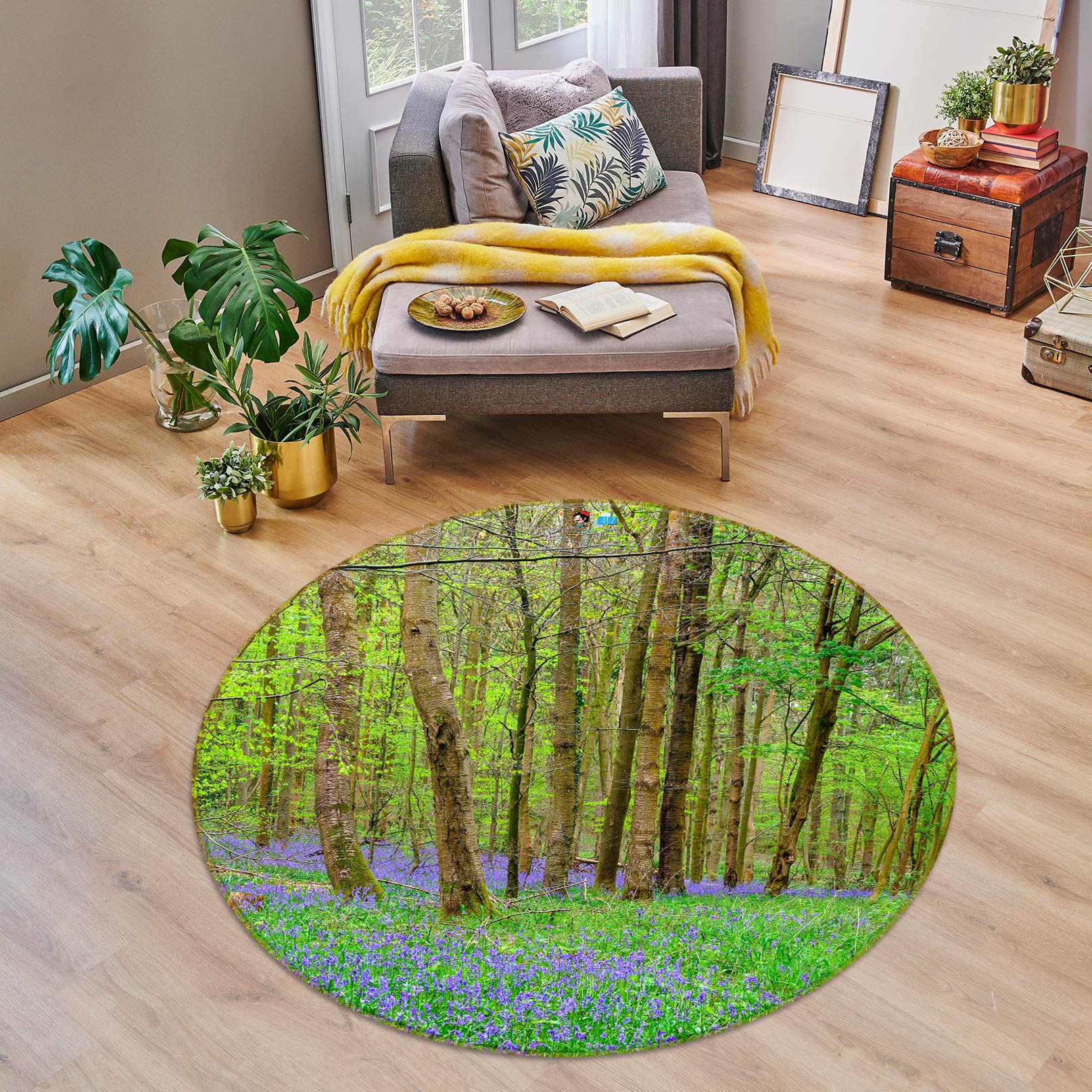 3D Green Grass 7596 Assaf Frank Rug Round Non Slip Rug Mat