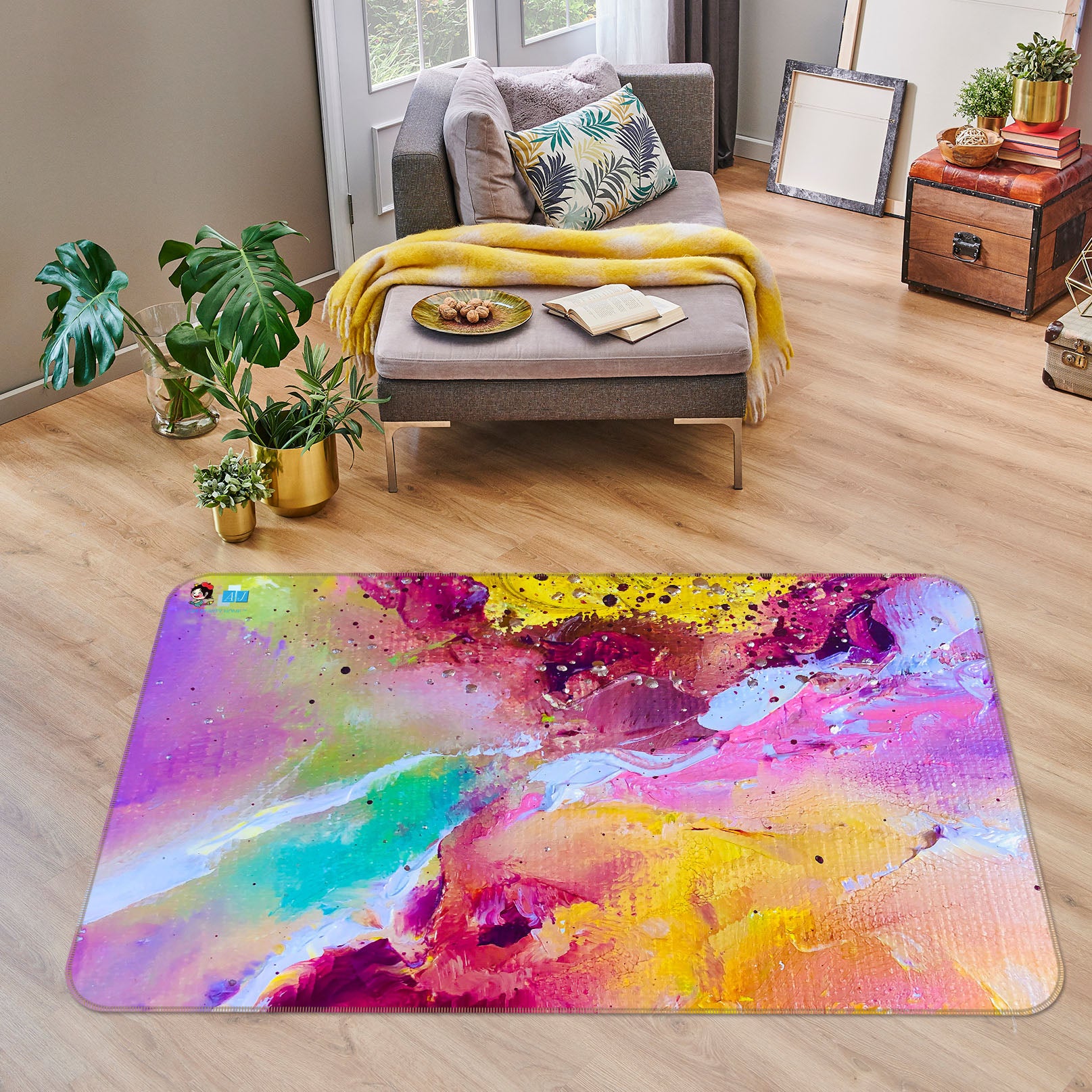 3D Colorful Watercolor 1259 Skromova Marina Rug Non Slip Rug Mat