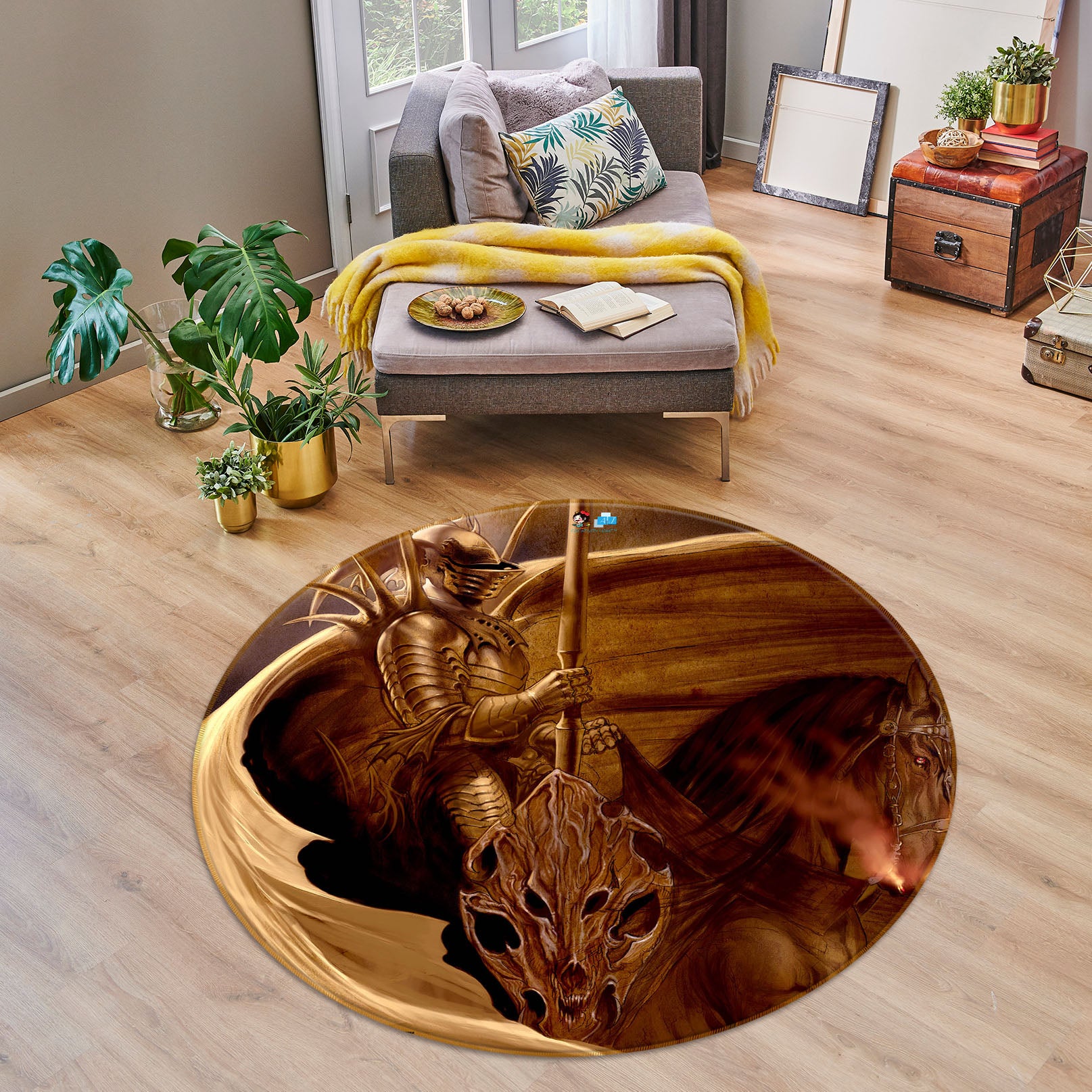 3D Horse Rider 8378 Ruth Thompson Rug Round Non Slip Rug Mat