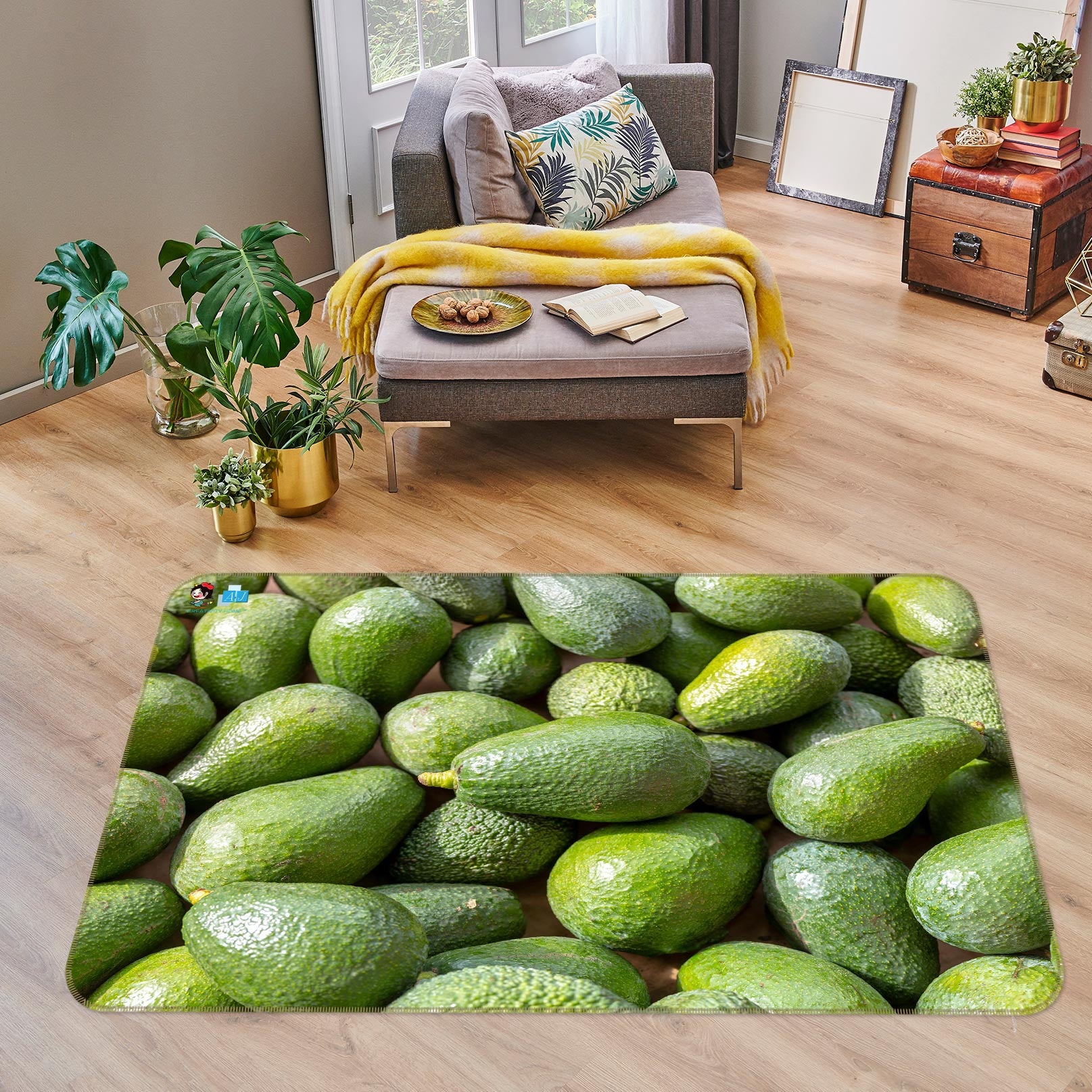 3D Fruit Avocado 6853 Assaf Frank Rug Non Slip Rug Mat