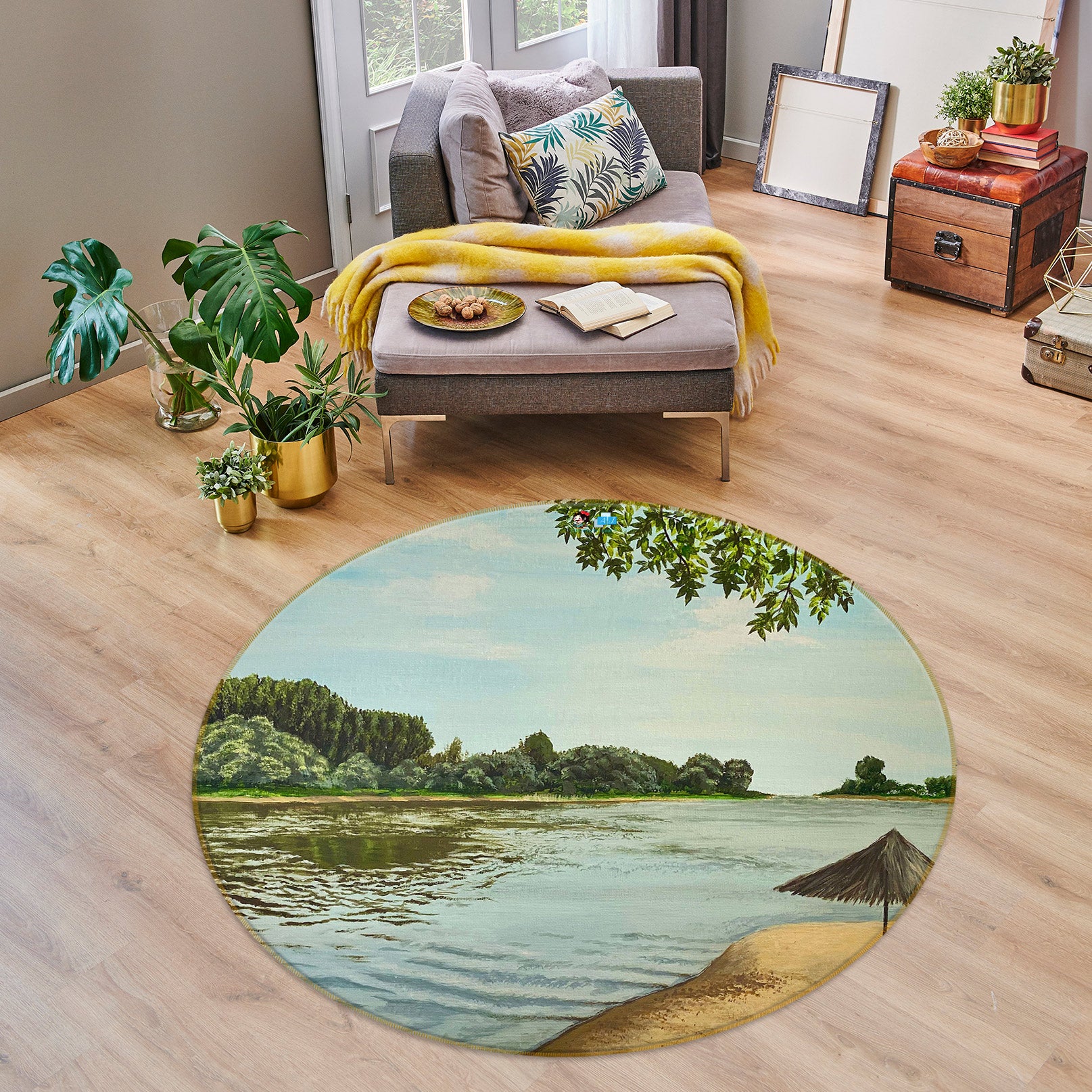 3D Riverside 18136 Marina Zotova Rug Round Non Slip Rug Mat